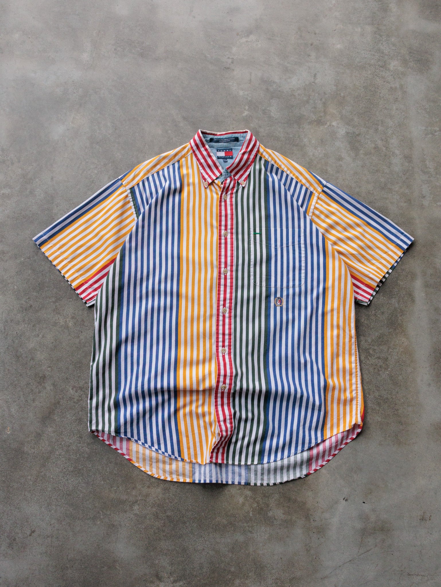 Vintage 00s Multicolor Tommy Hilfiger Short Sleeve Shirt (M)