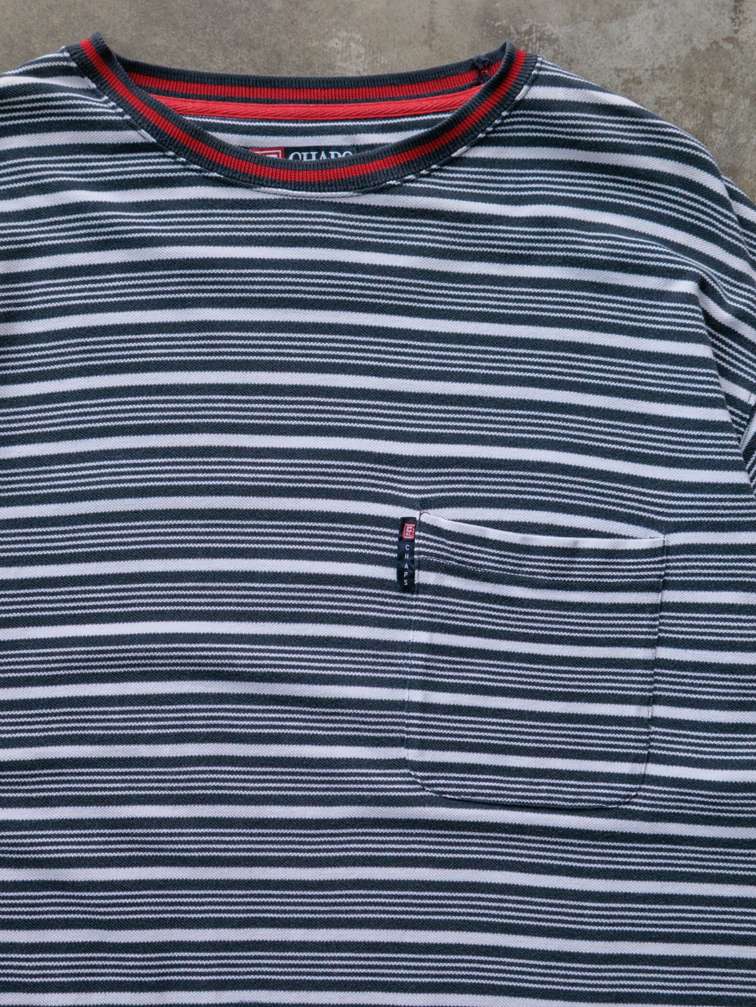 Vintage 00s Navy Chaps Ralph Lauren Striped Tee (XL)