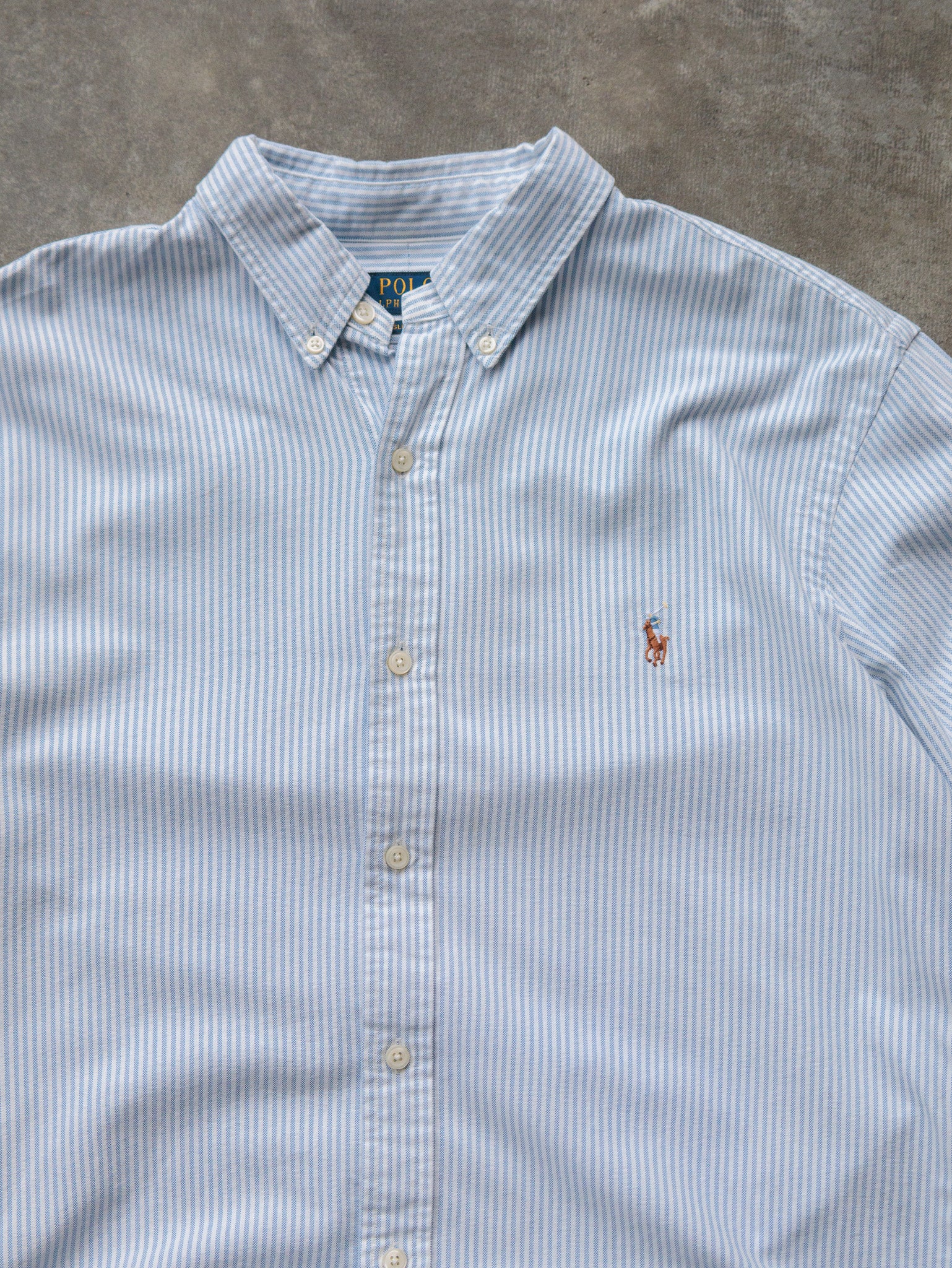 Blue Striped Polo Ralph Lauren Oxford Shirt (-)