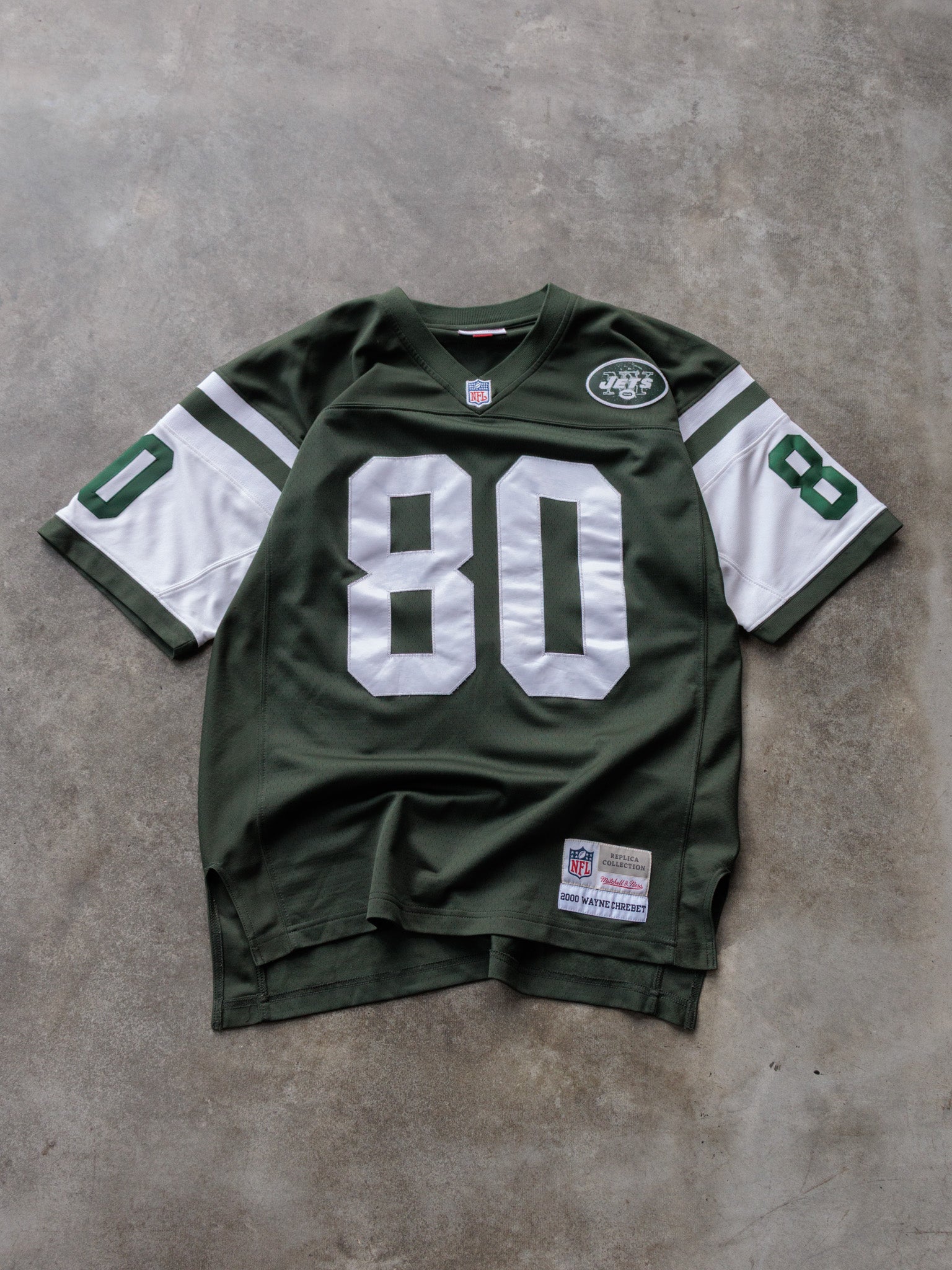 Vintage 2000 Green Mitchell & Ness New York Jets Wayne Chrebet Jersey (M)