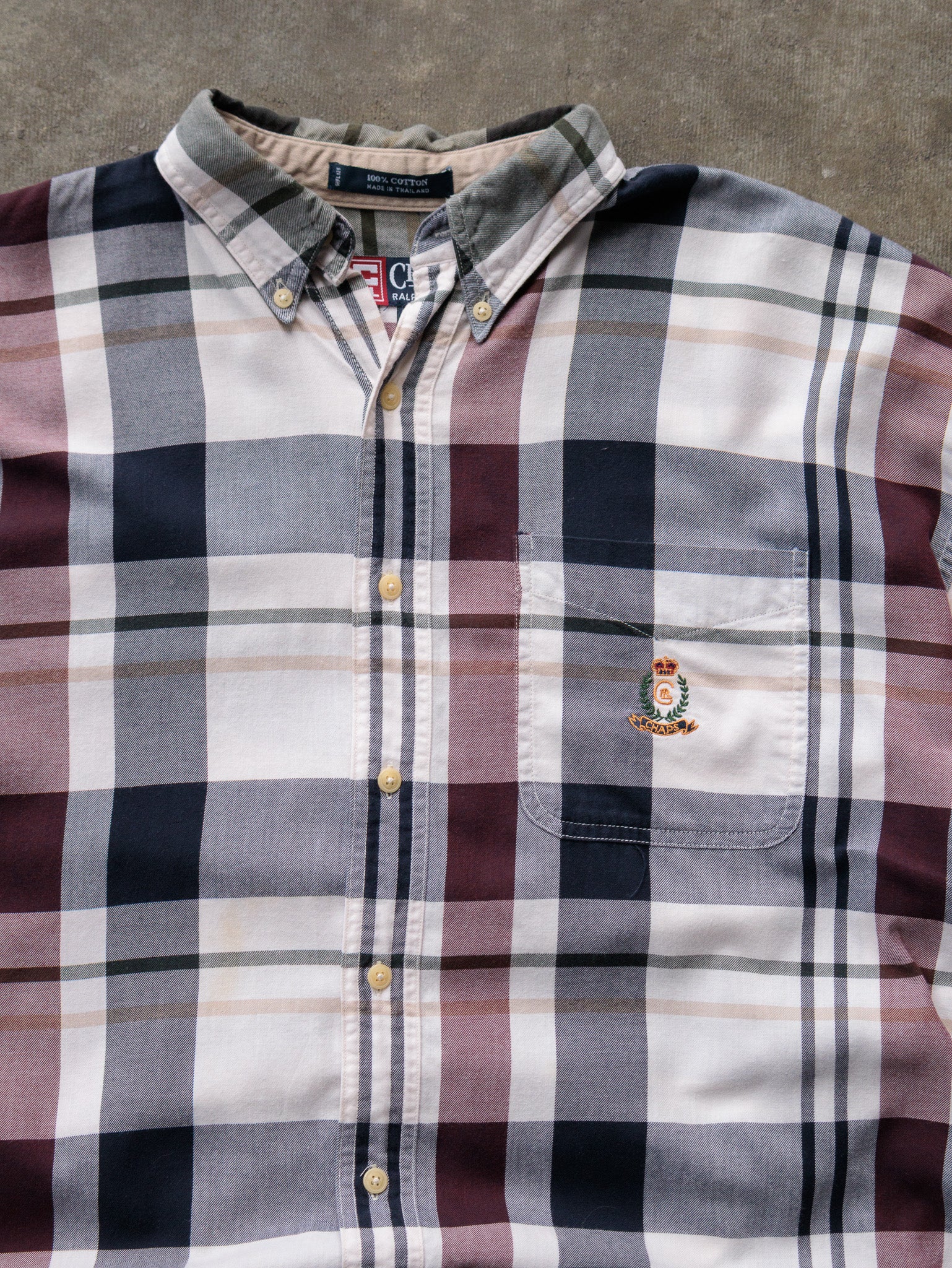 Vintage 00s Grey Chaps Ralph Lauren Plaid Shirt (L)