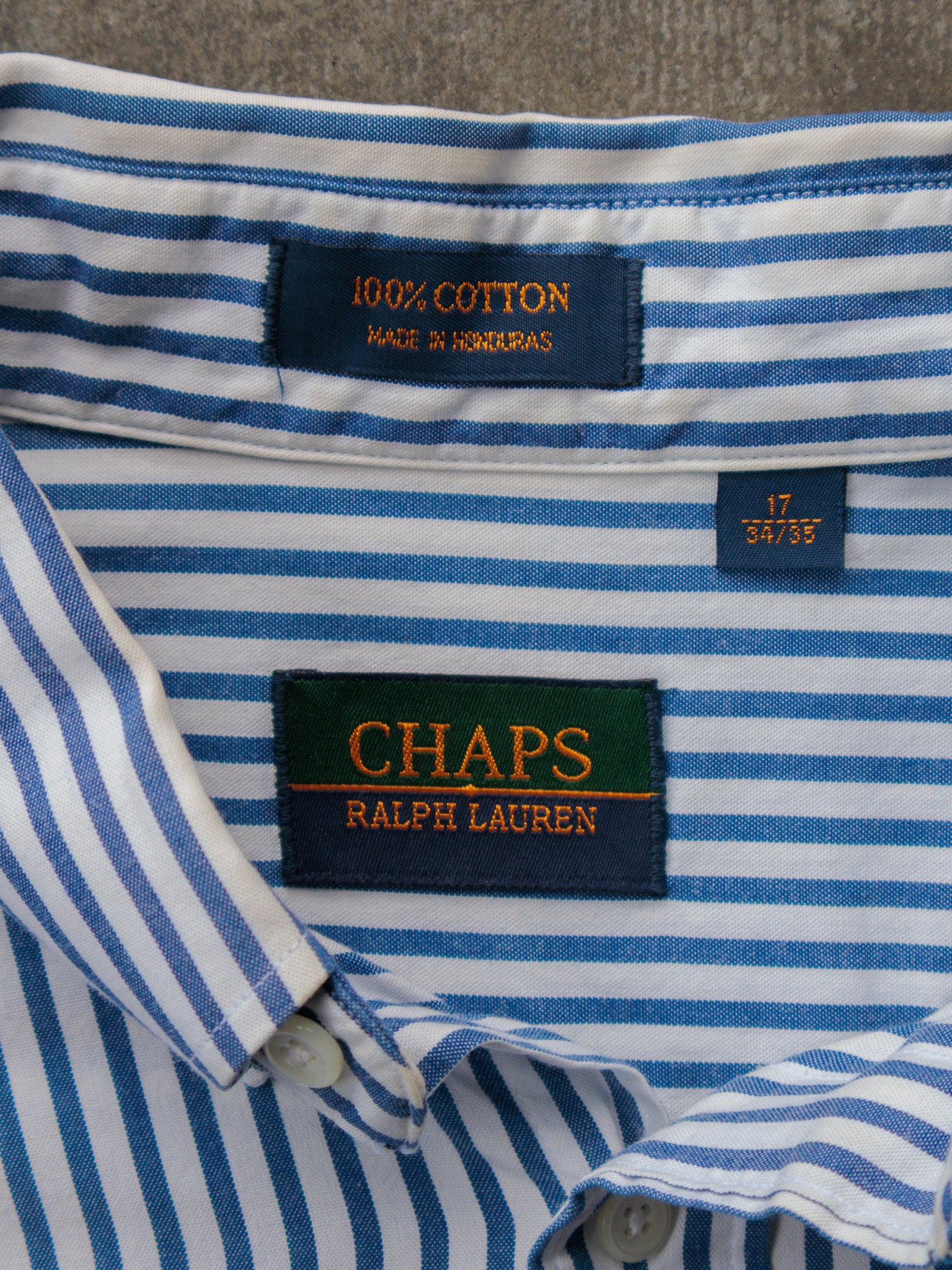 Vintage 90s Blue Striped Chaps Ralph Lauren Shirt (XL)