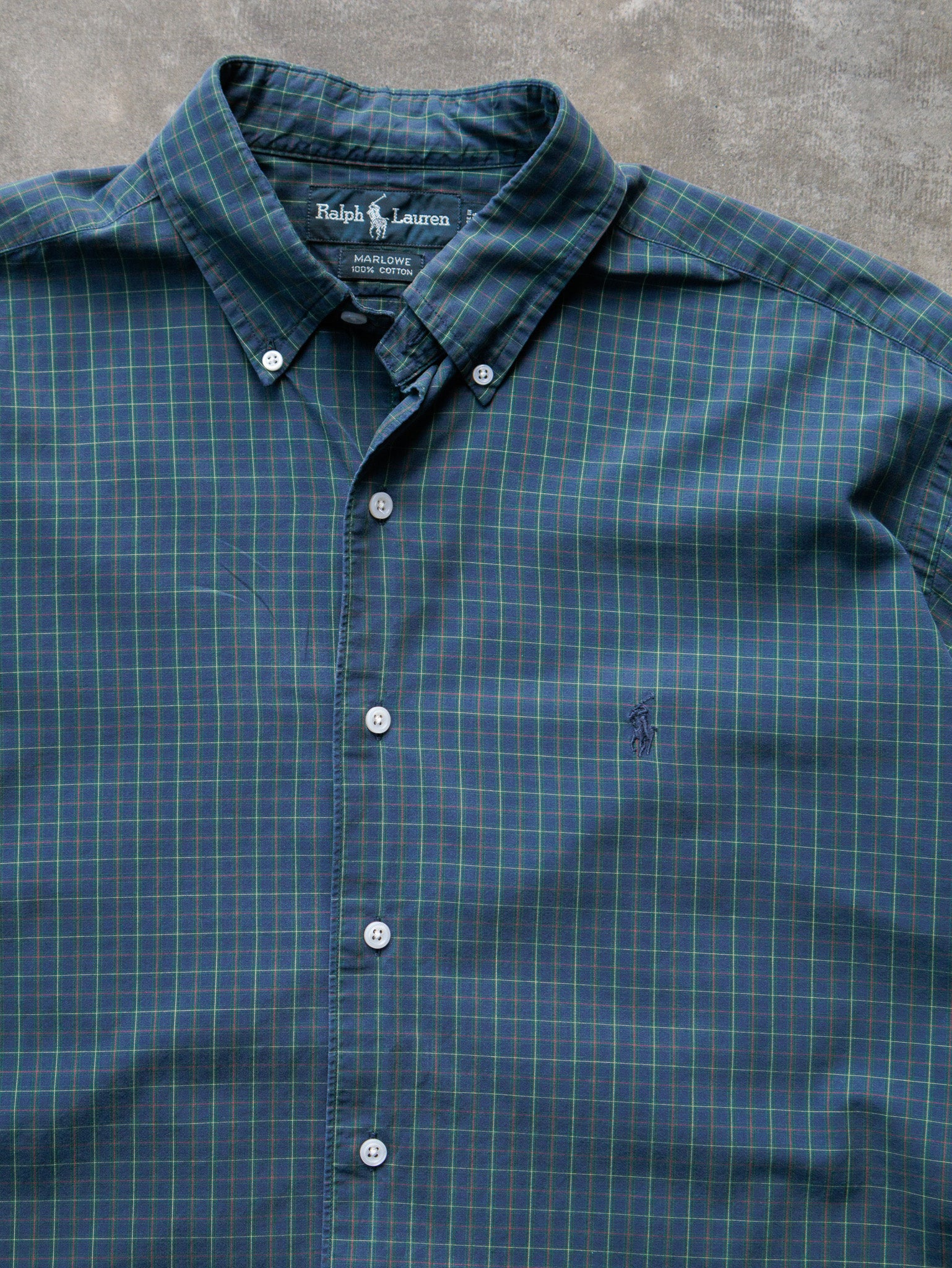 Vintage 00s Navy Ralph Lauren Plaid Shirt (M)