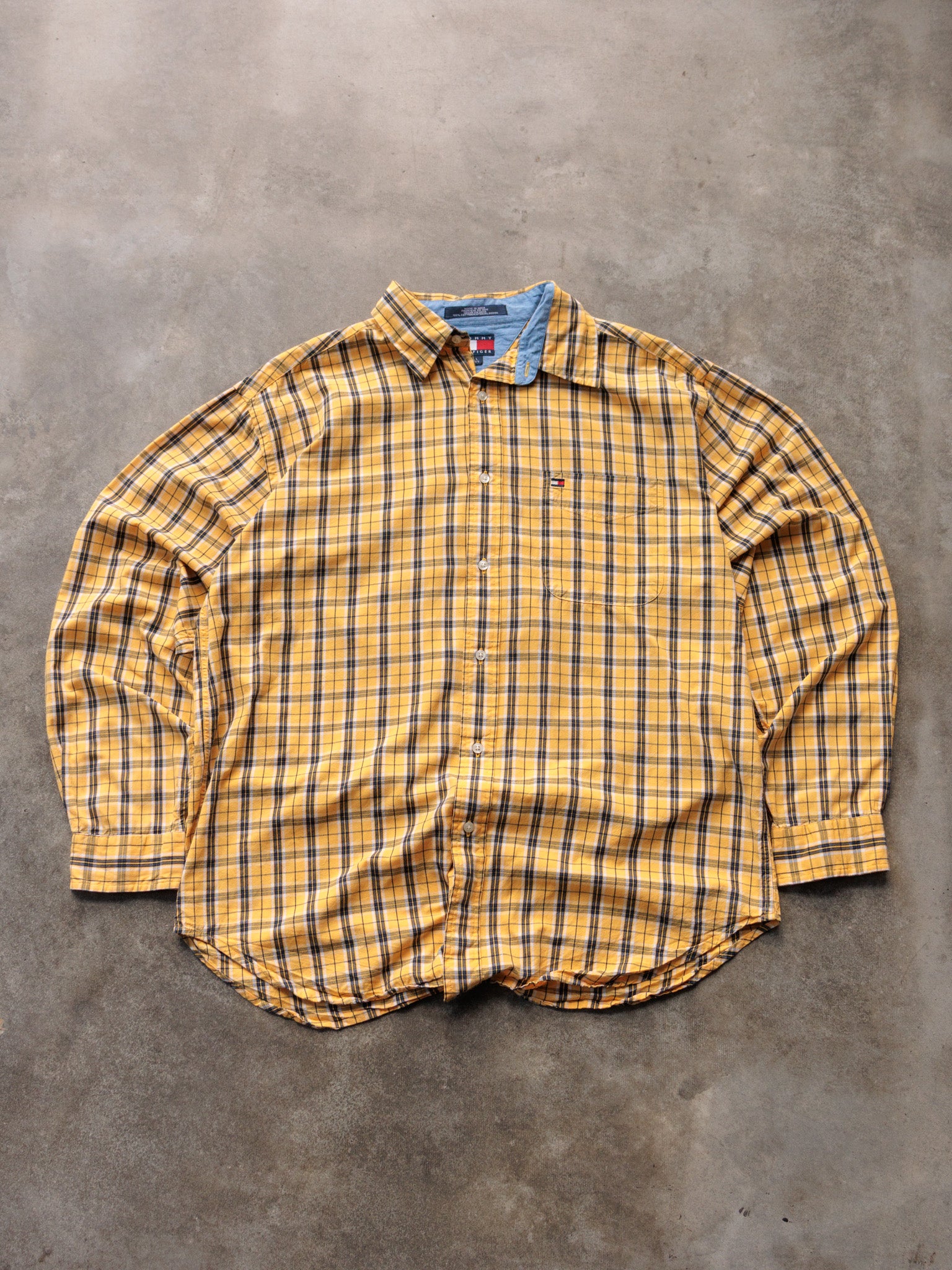 Vintage 00s Yellow Plaid Tommy Hilfiger Shirt (L)
