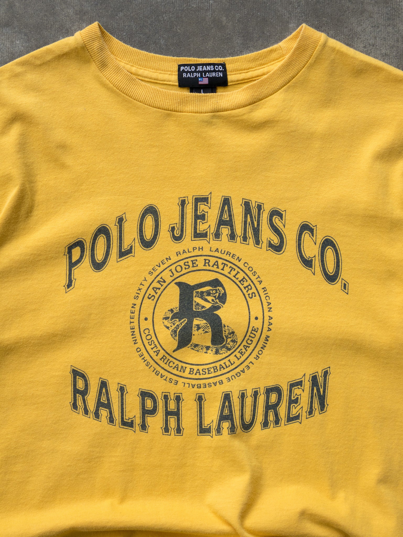 Vintage 00s Yellow Polo Jeans Co. Ralph Lauren Tee (L)