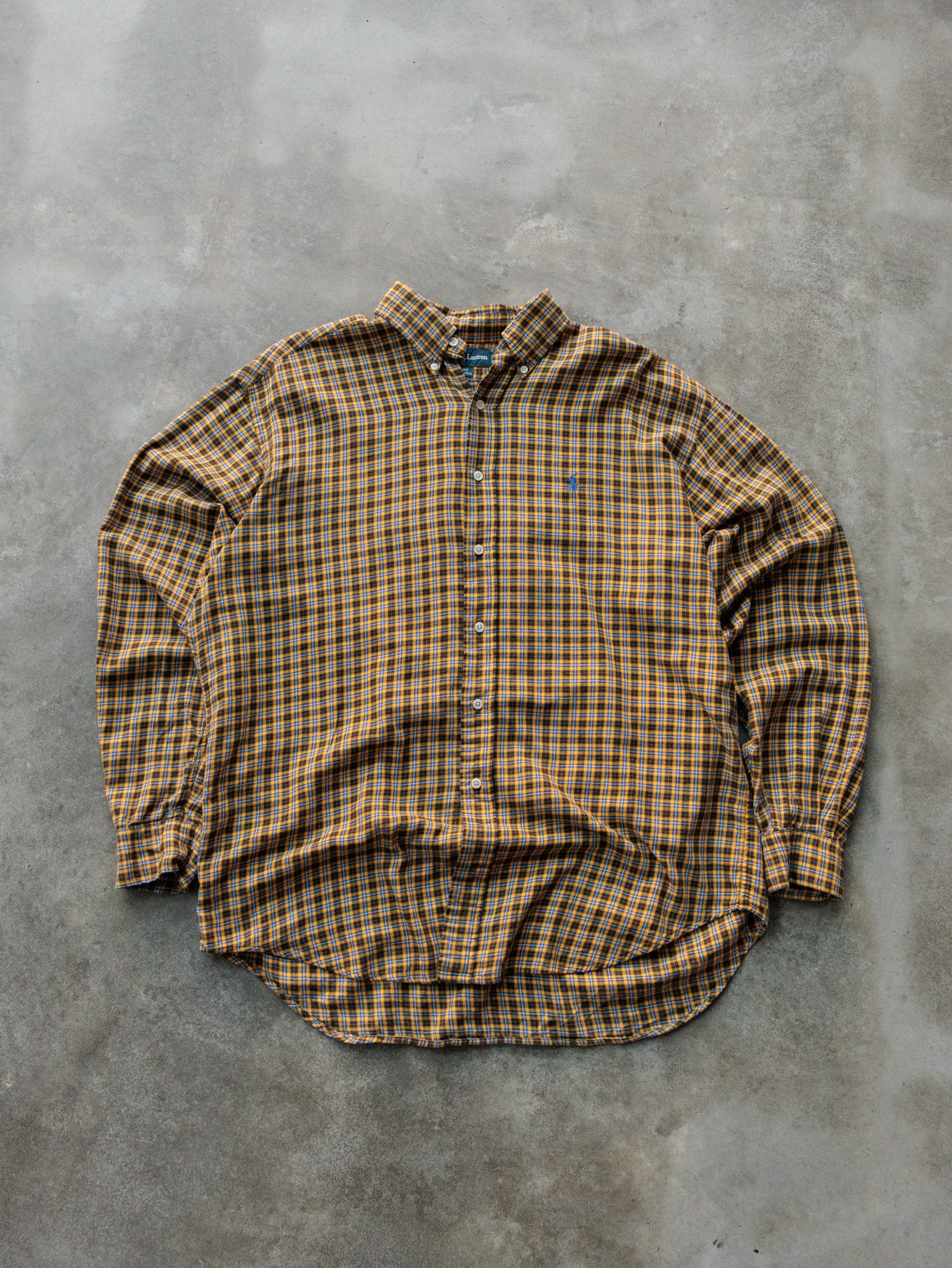 Vintage Yellow Plaid Ralph Lauren Shirt (L)