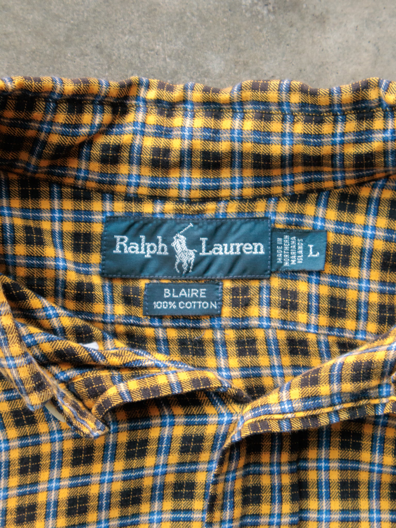 Vintage Yellow Plaid Ralph Lauren Shirt (L)