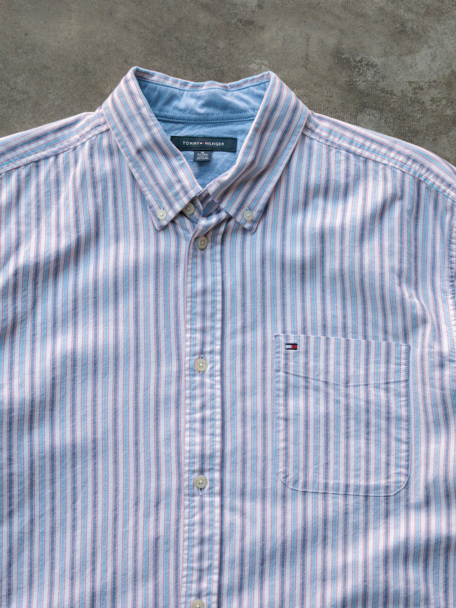 Vintage 00s Blue Striped Tommy Hilfiger Shirt (XL)