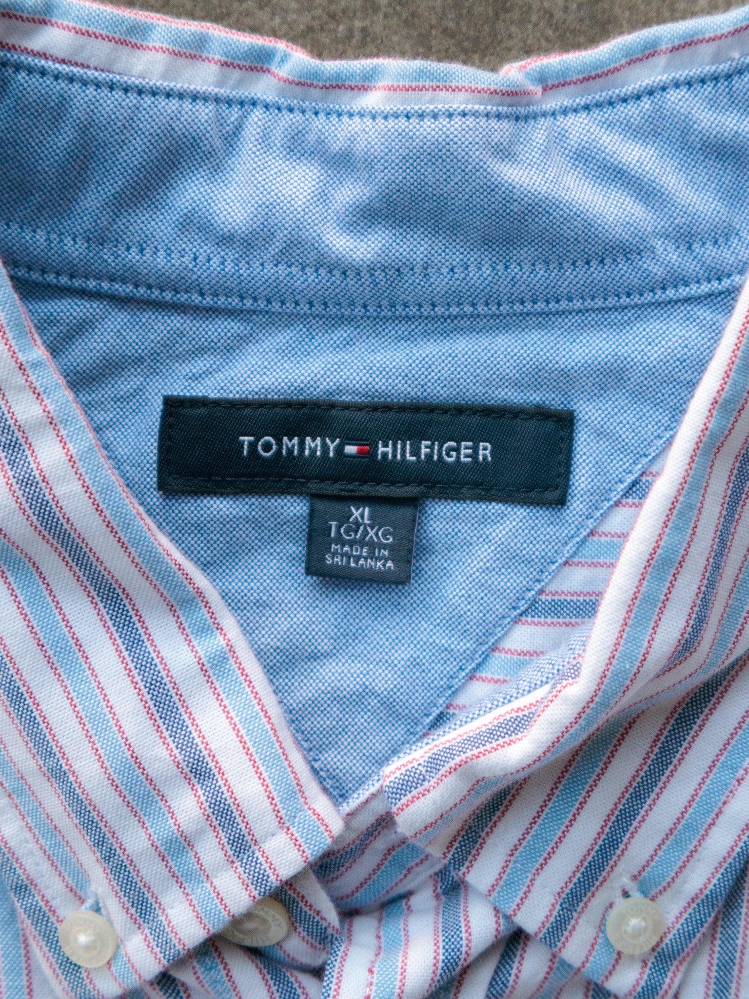 Vintage 00s Blue Striped Tommy Hilfiger Shirt (XL)