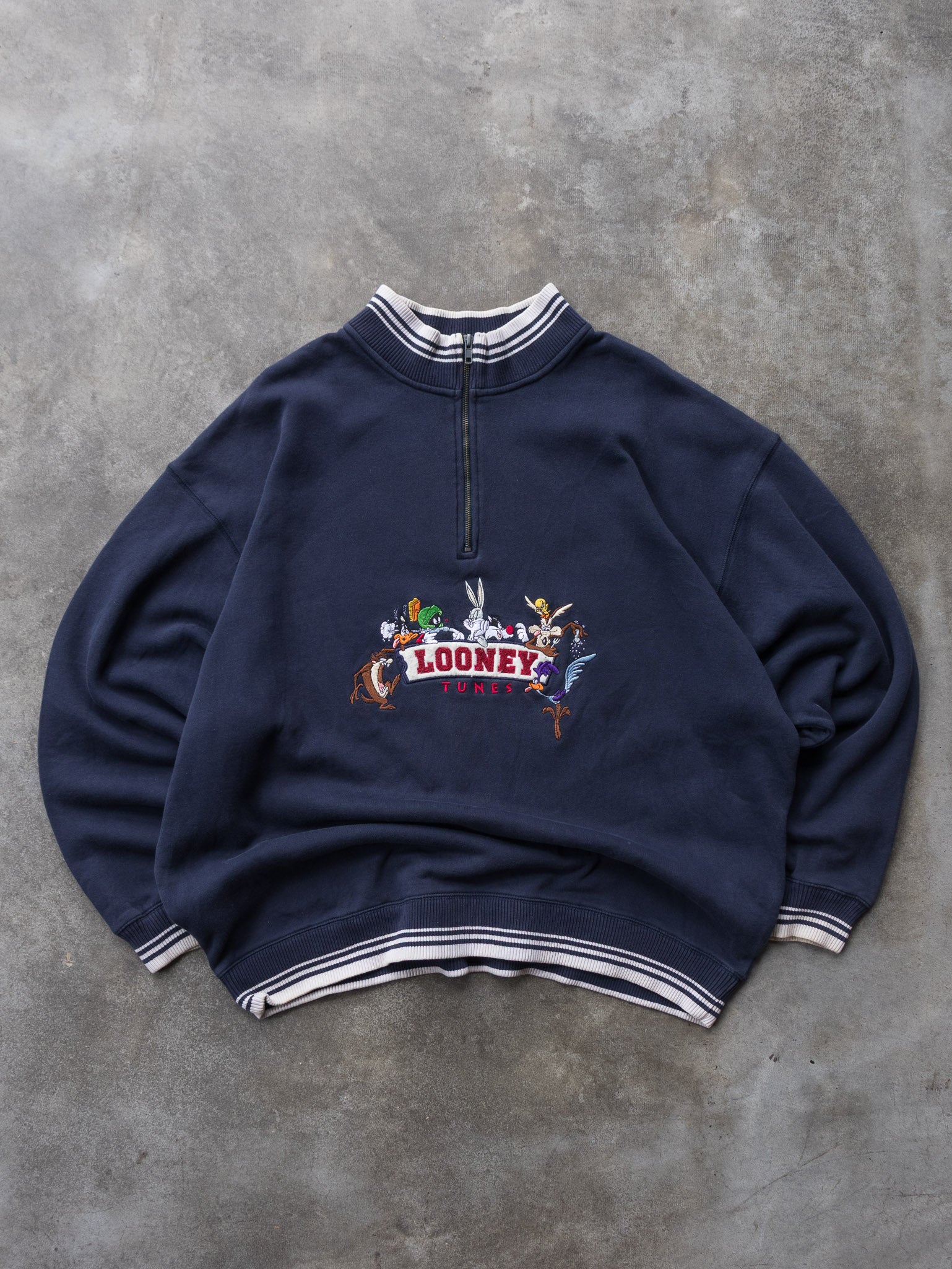Vintage 90s Looney Tunes Quarter Zip Sweatshirt (2XL)
