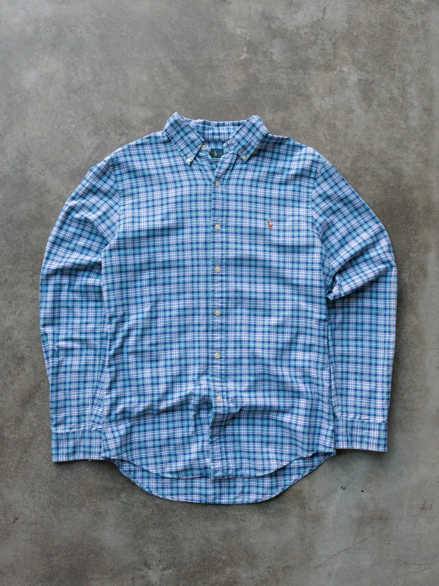 Vintage Blue Plaid Ralph Lauren Shirt (M)