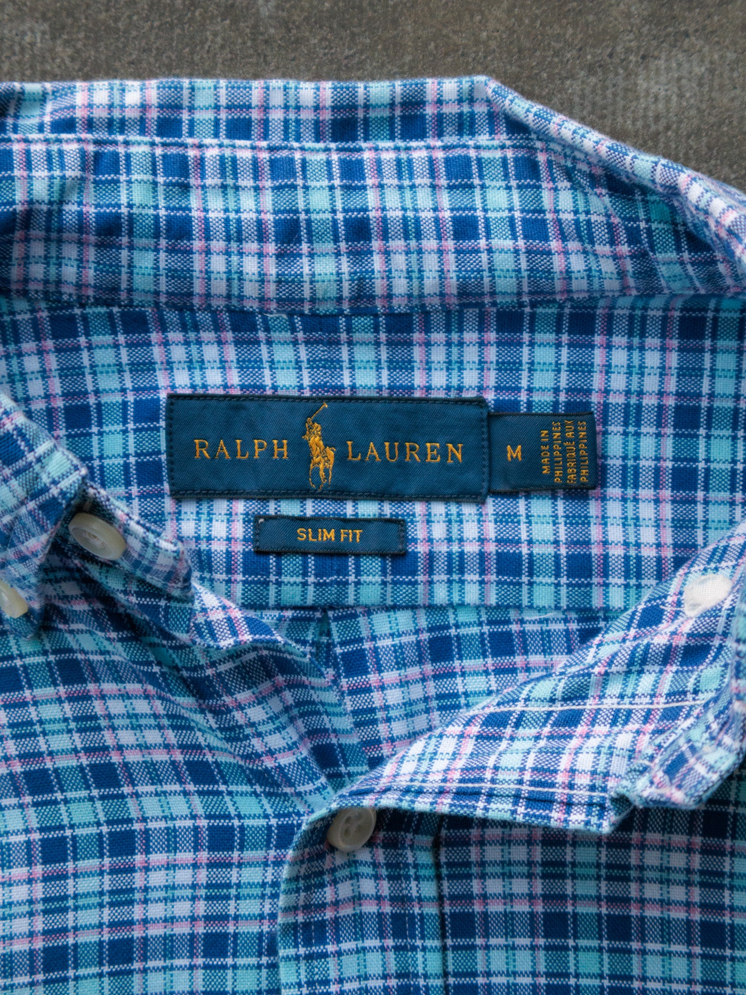 Vintage Blue Plaid Ralph Lauren Shirt (M)