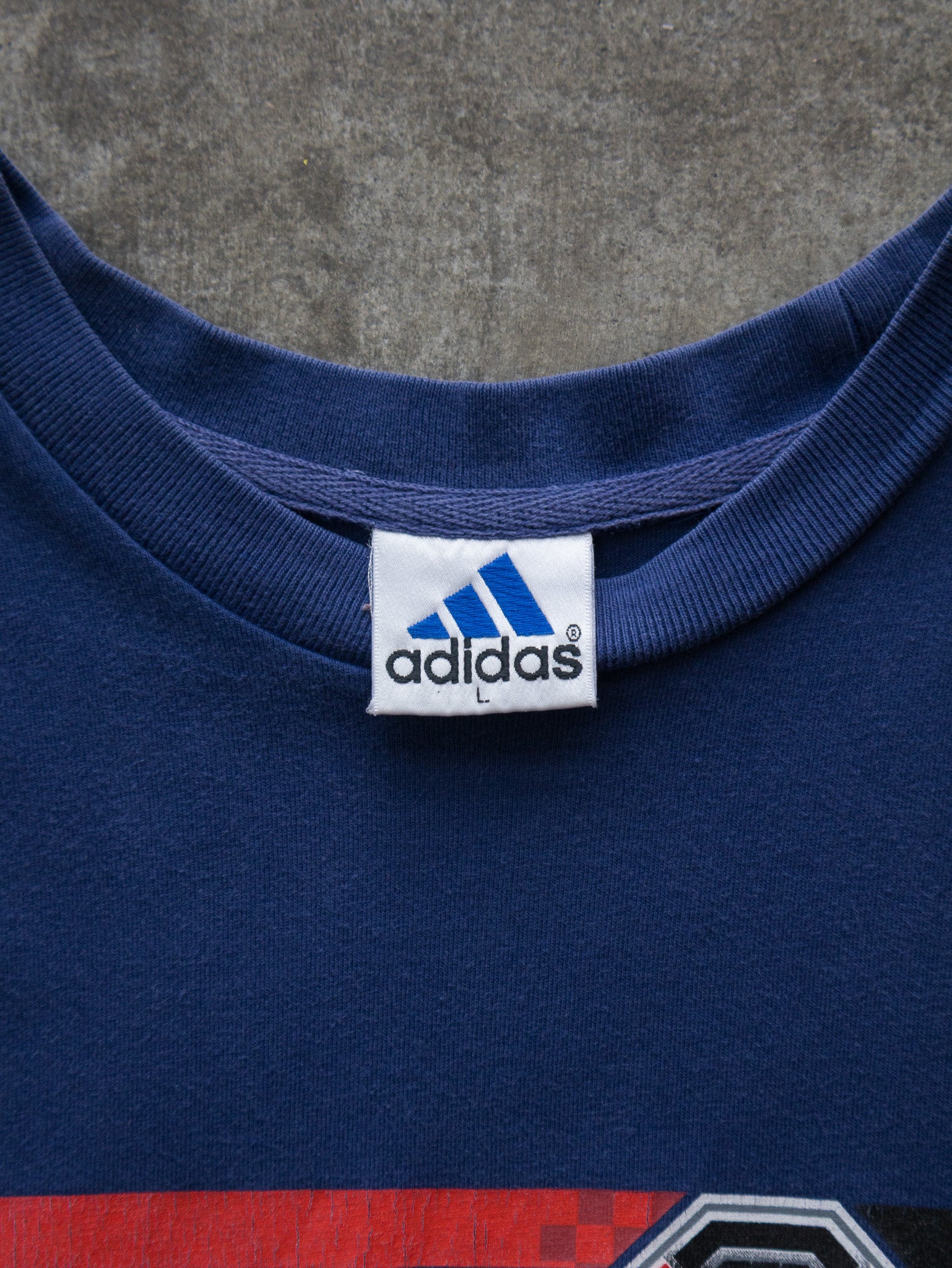 Vintage 00s Navy Adidas Graphic Tee (L)
