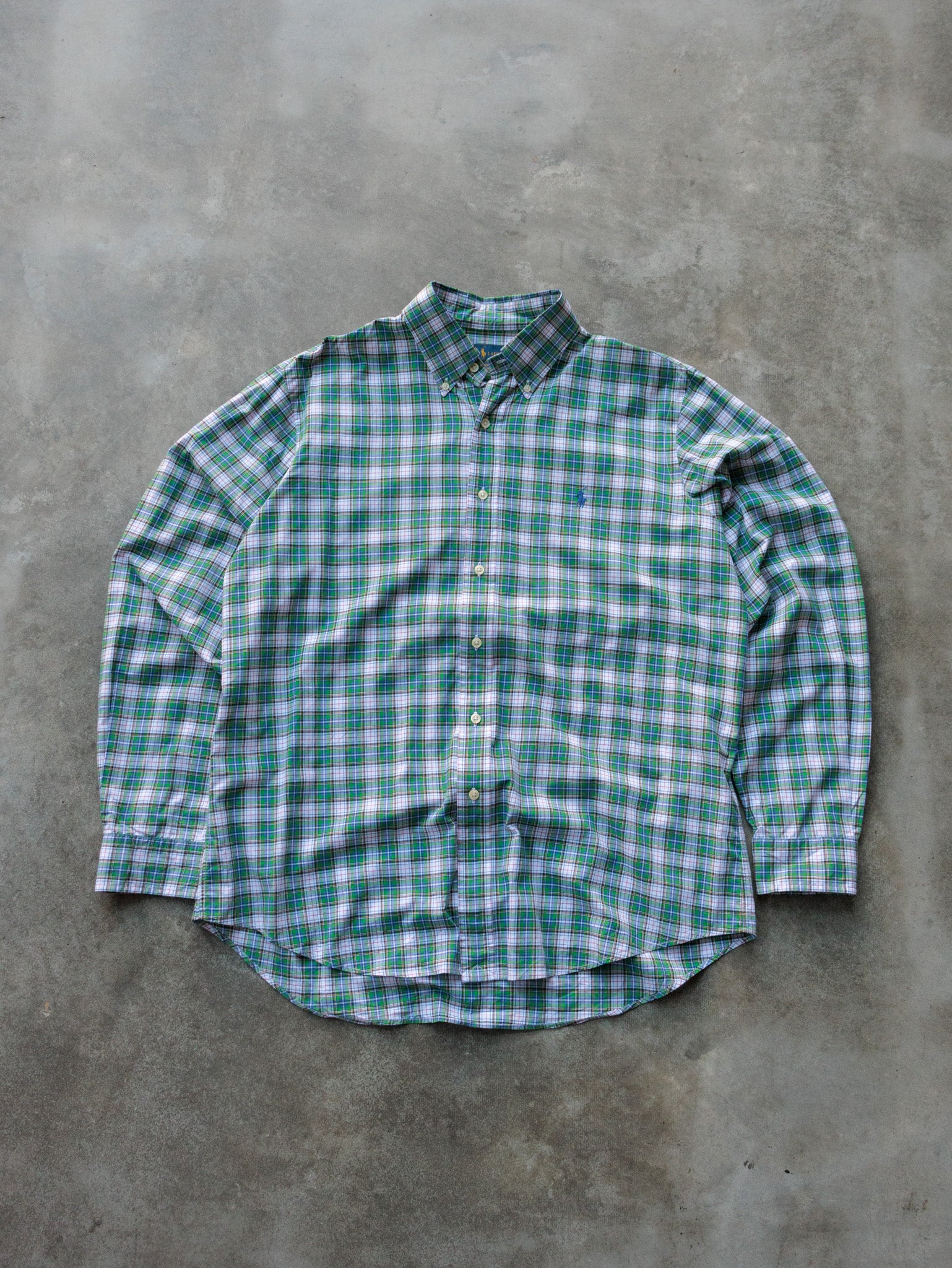 Vintage Green Plaid Ralph Lauren Shirt (L)