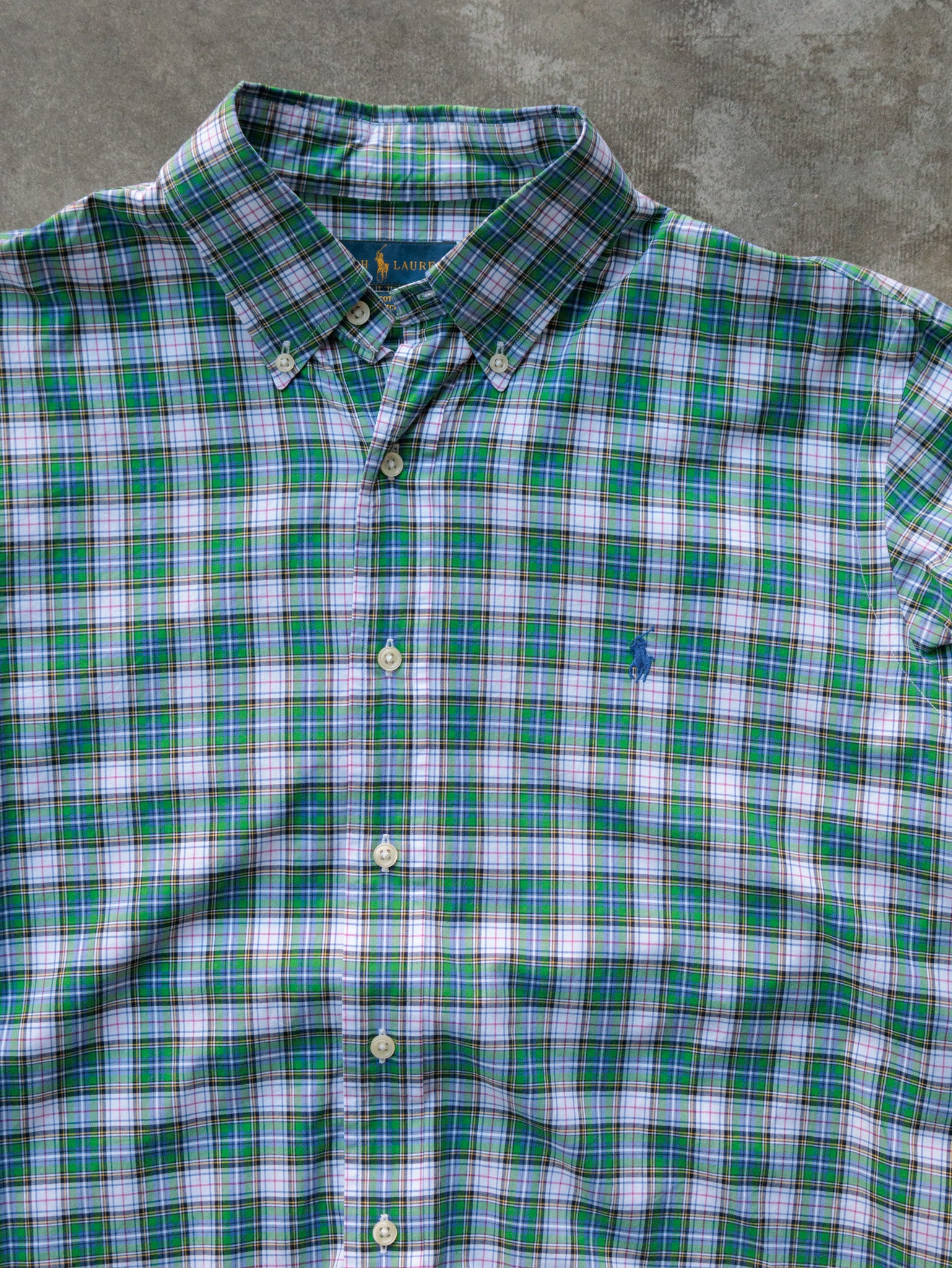 Vintage Green Plaid Ralph Lauren Shirt (L)