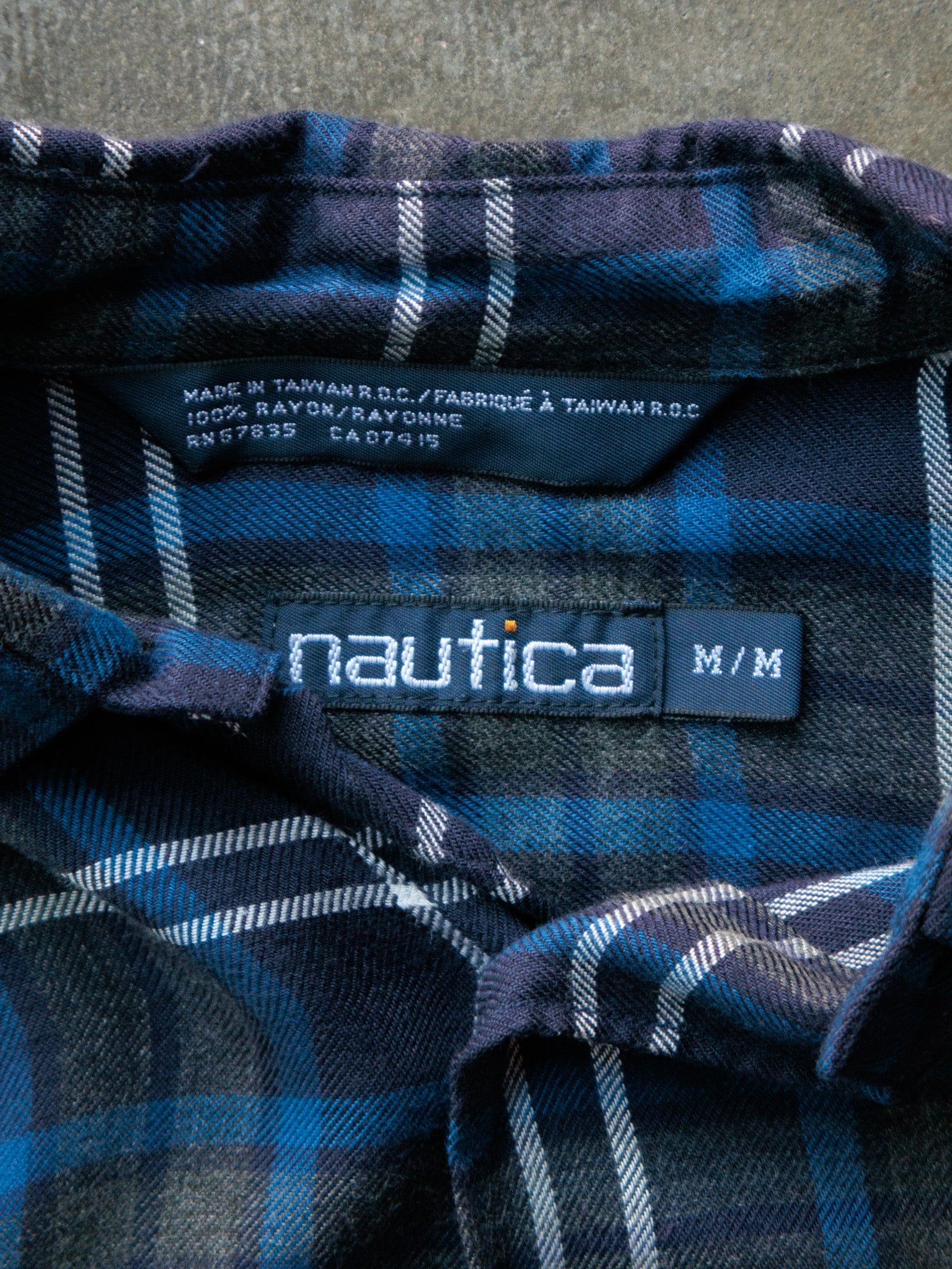 Vintage 90s Navy Plaid Nautica Shirt (M)