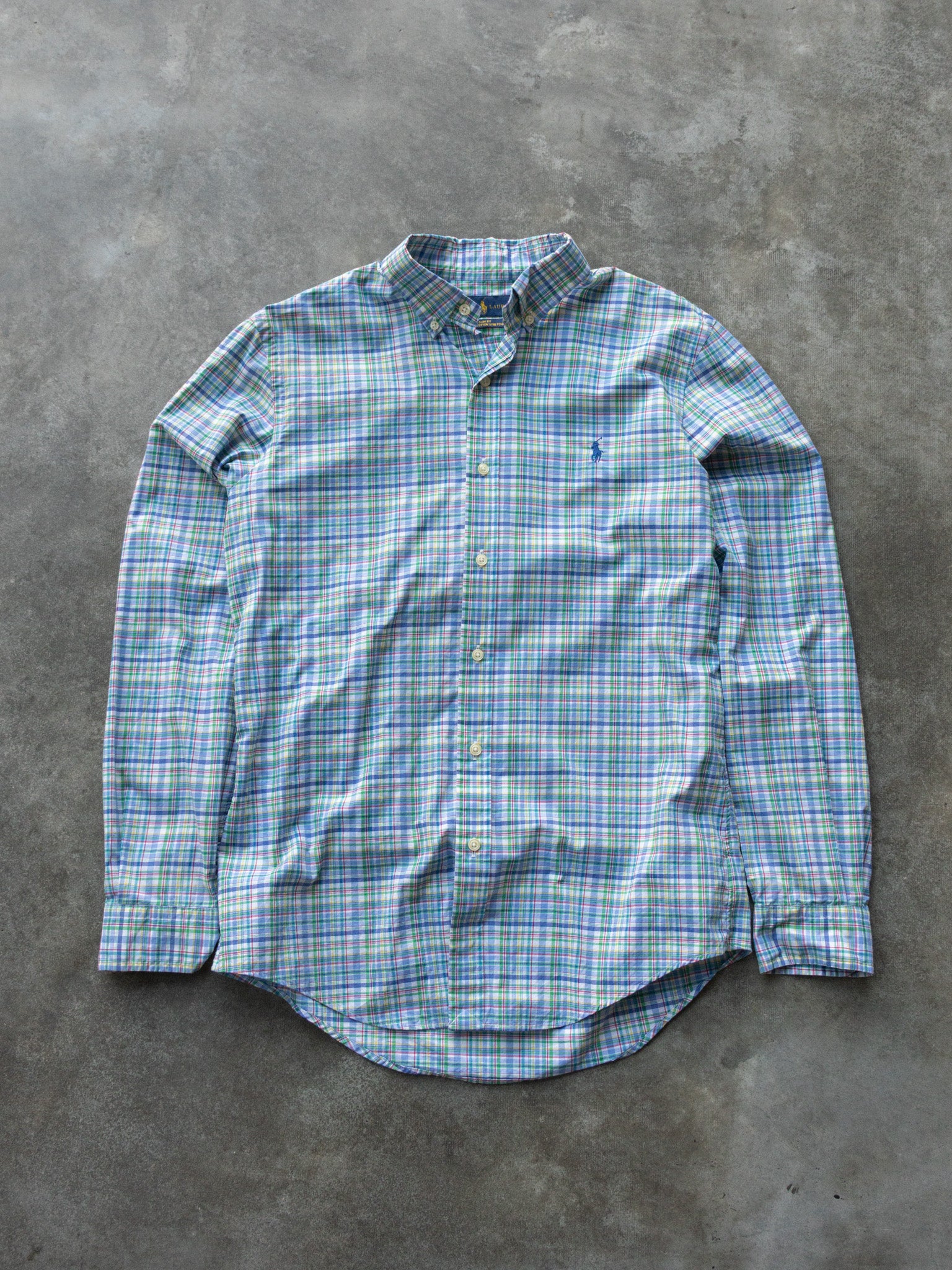 Vintage Blue Plaid Ralph Lauren Shirt (M)