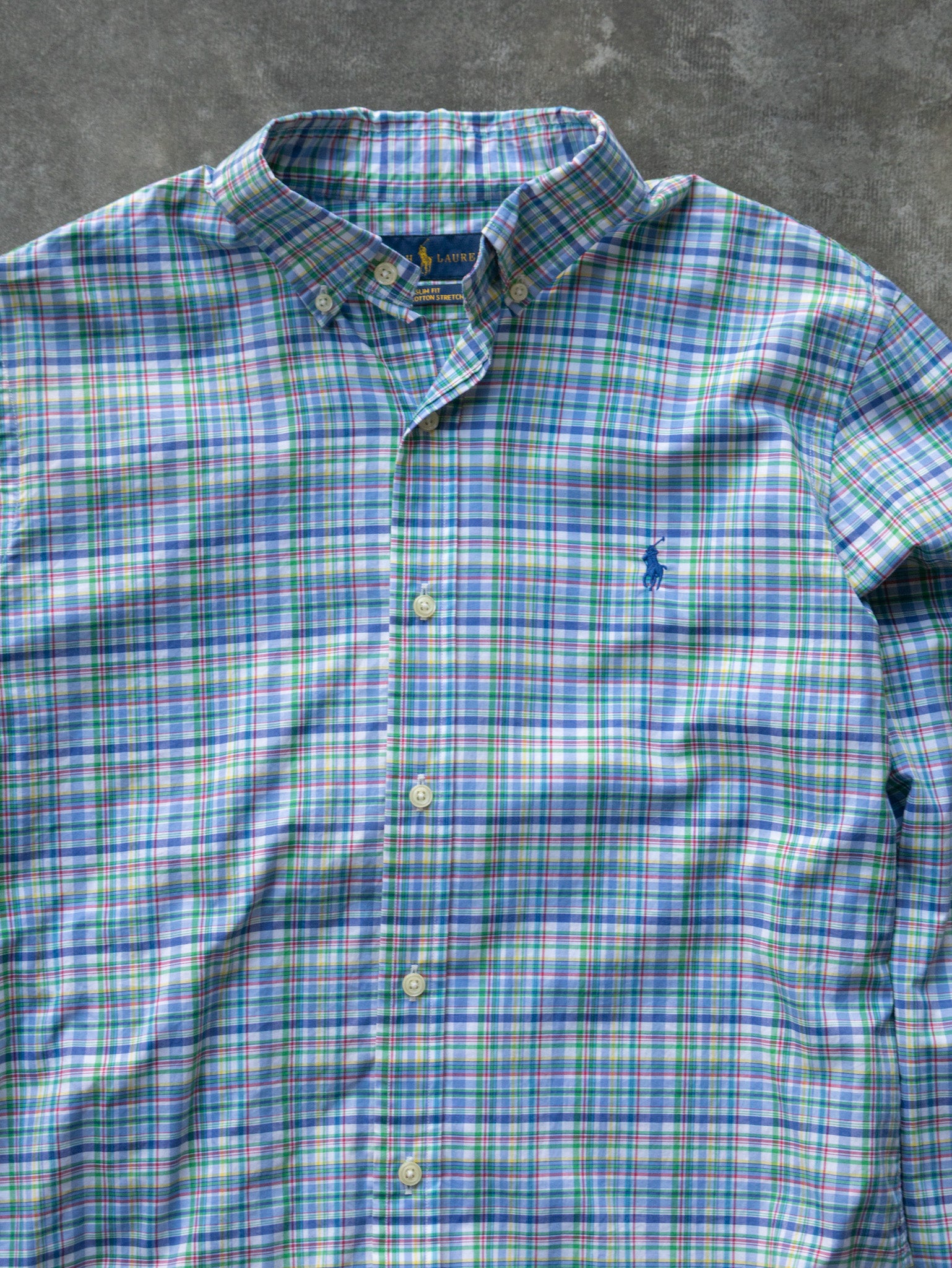 Vintage Blue Plaid Ralph Lauren Shirt (M)