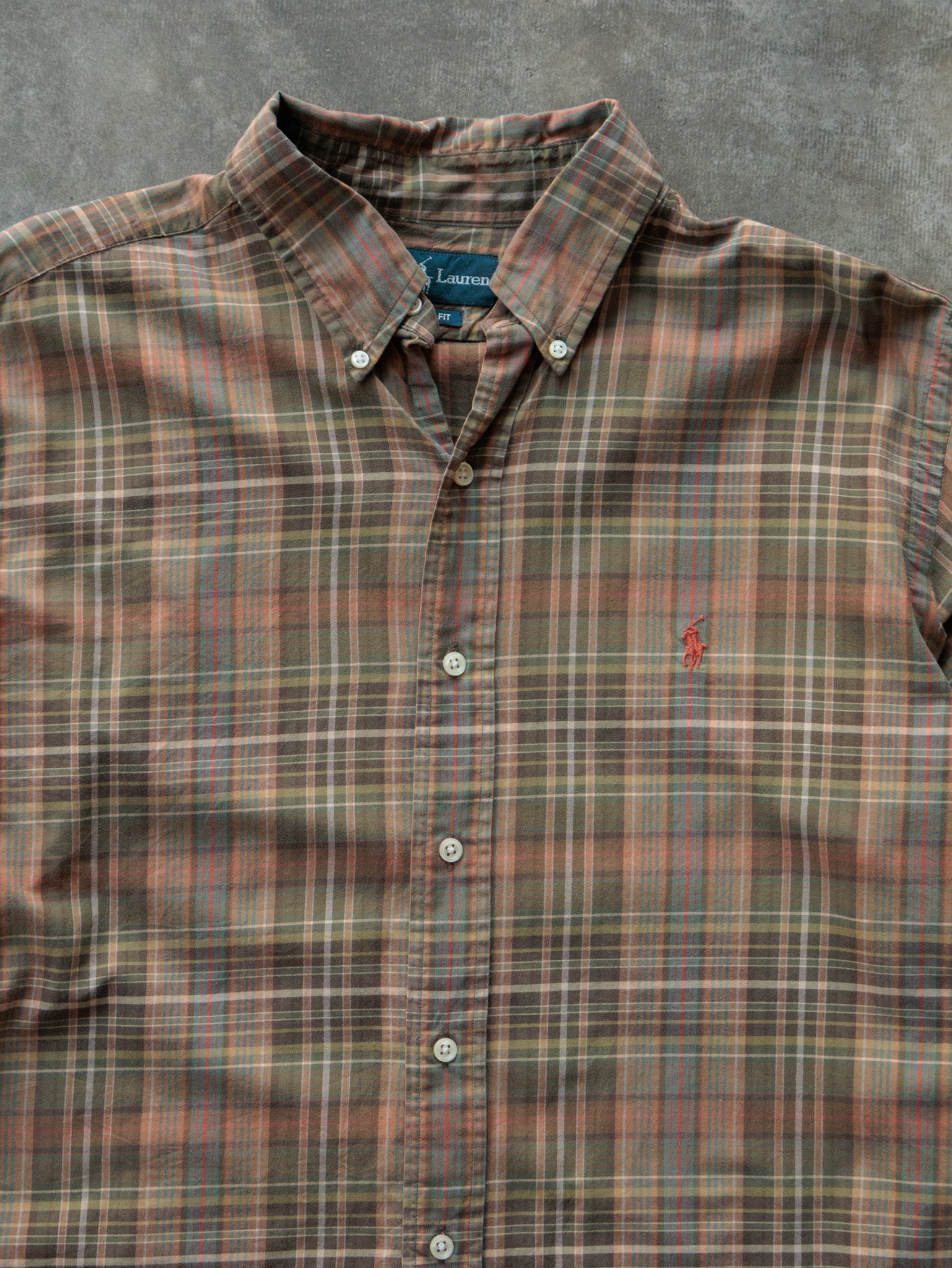 Vintage Brown Plaid Ralph Lauren Shirt (XL)