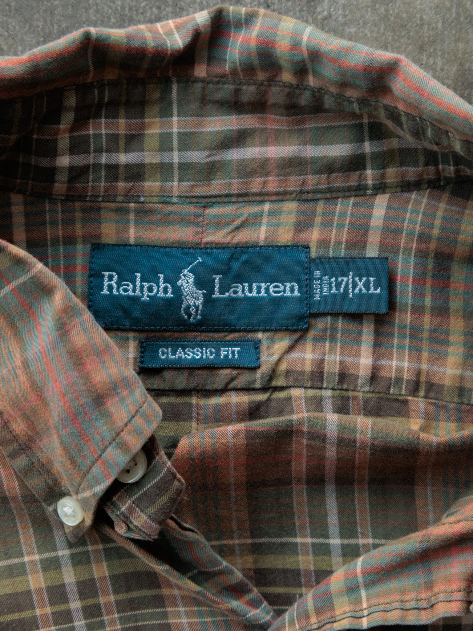 Vintage Brown Plaid Ralph Lauren Shirt (XL)