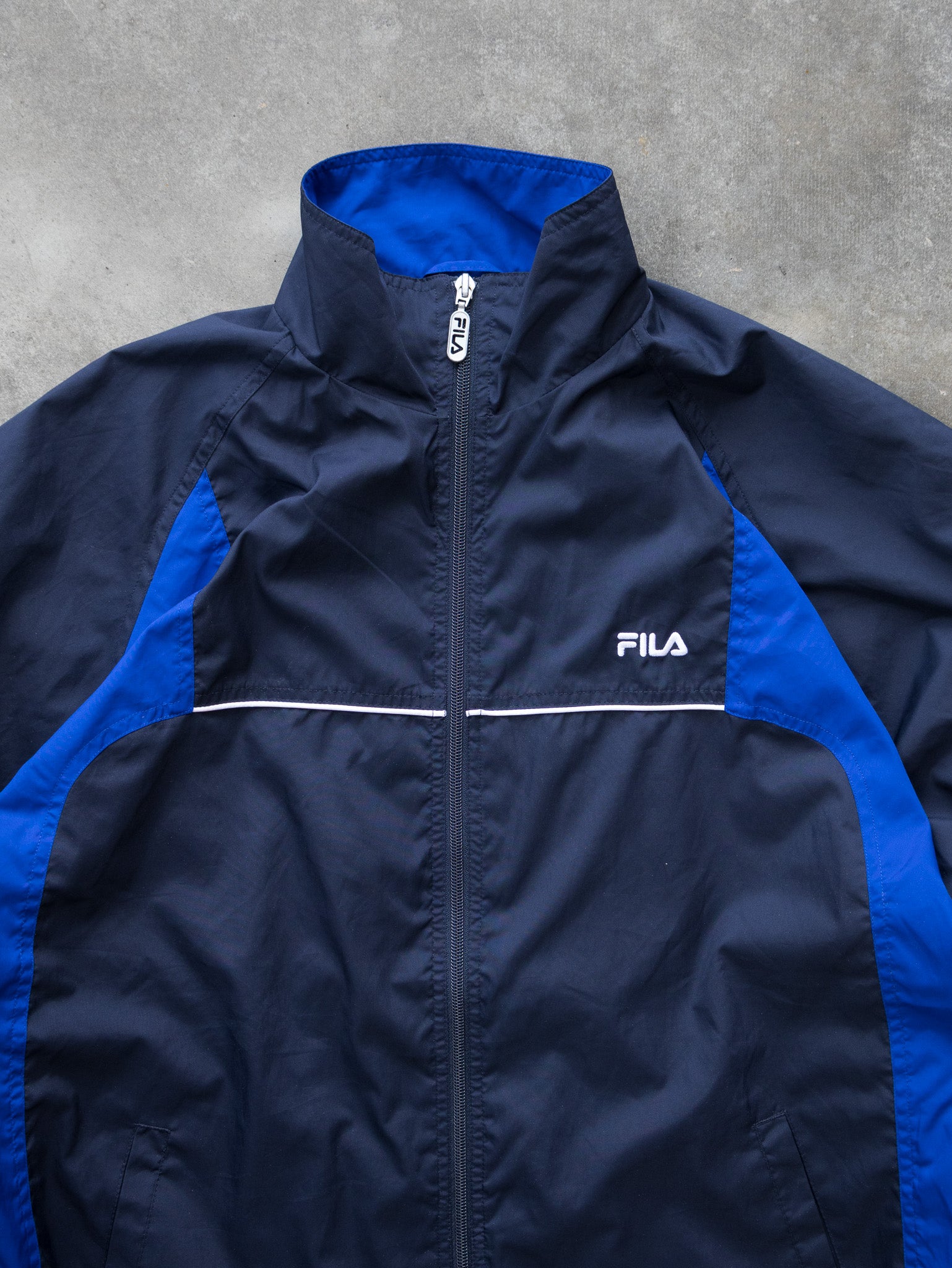 Vintage Navy Fila Track Jacket (XL)