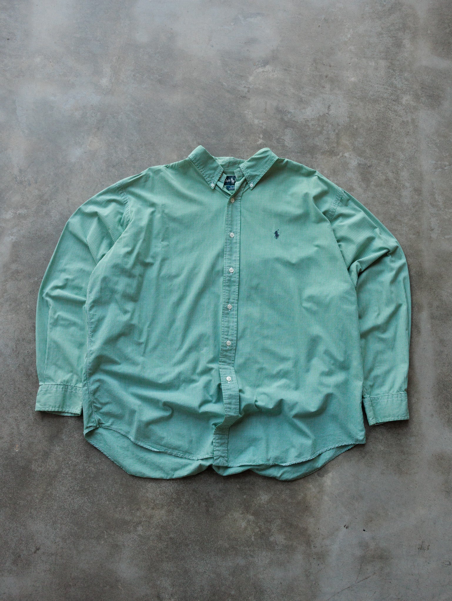 Vintage Green Gingham Ralph Lauren Shirt (XL)