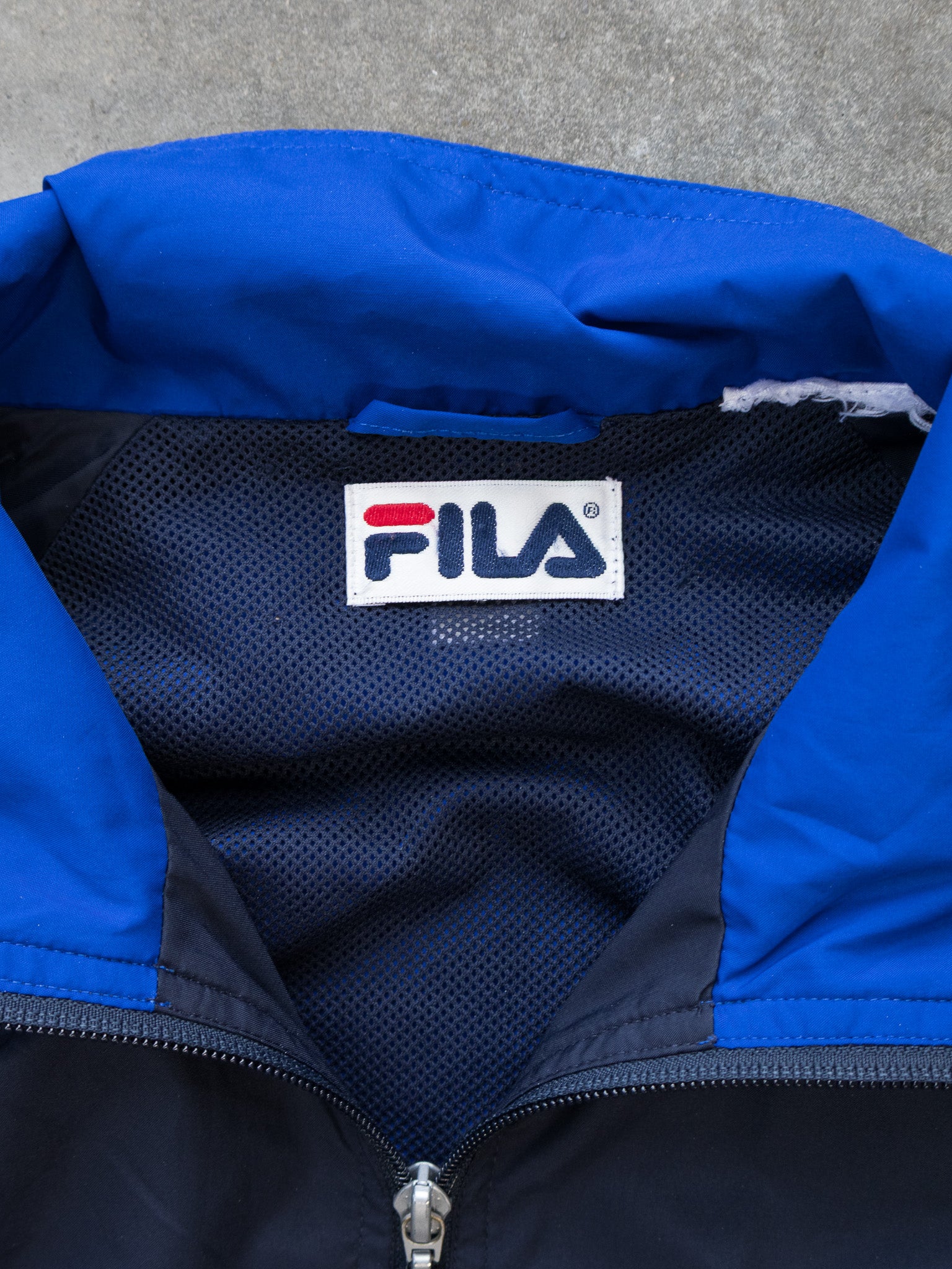 Vintage Navy Fila Track Jacket (XL)