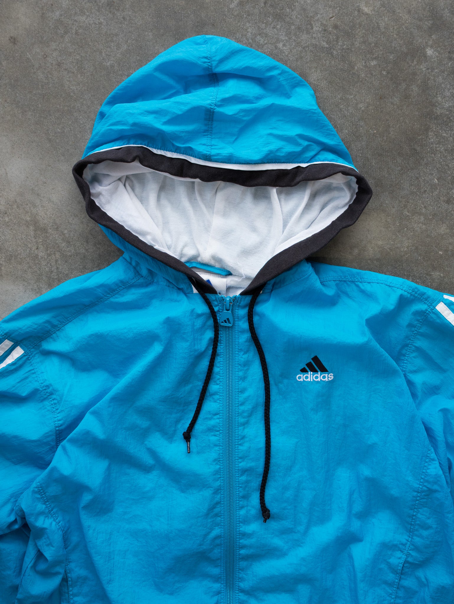 Vintage Blue Adidas Hooded Track Jacket (S)