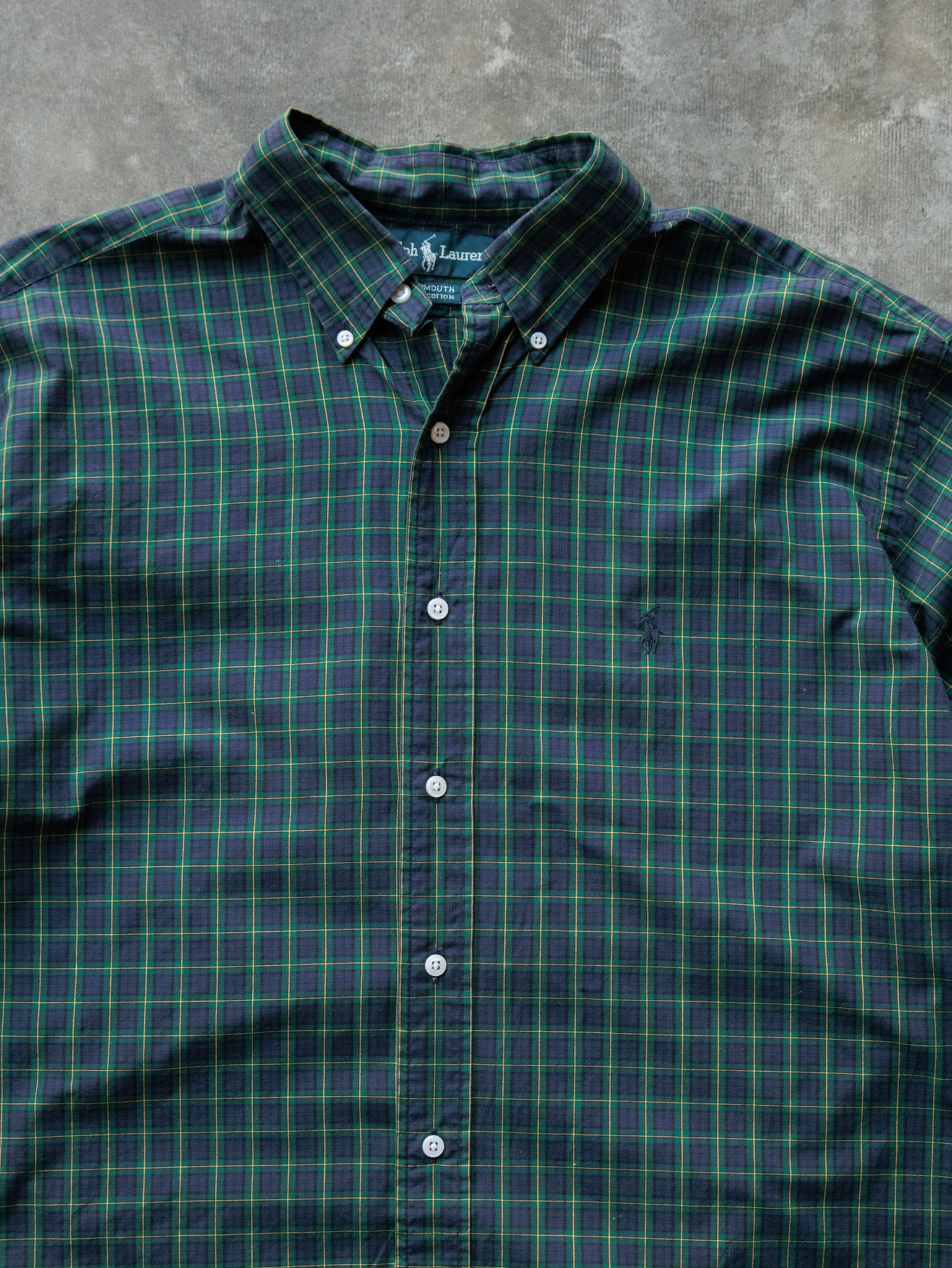 Vintage Navy Plaid Ralph Lauren Shirt (XL)