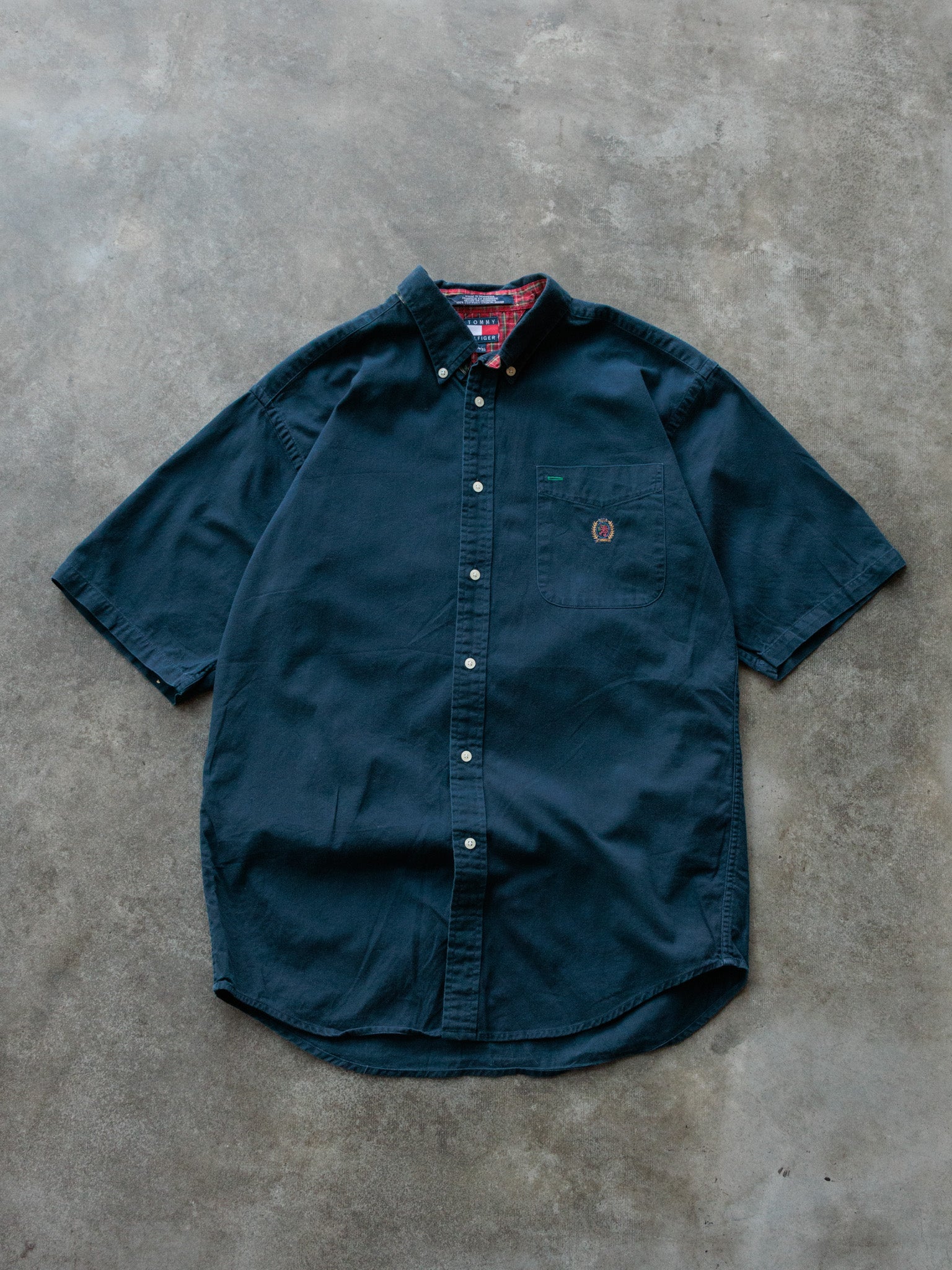 Vintage 00s Navy Tommy Hilfiger Short Sleeve Shirt (XL)