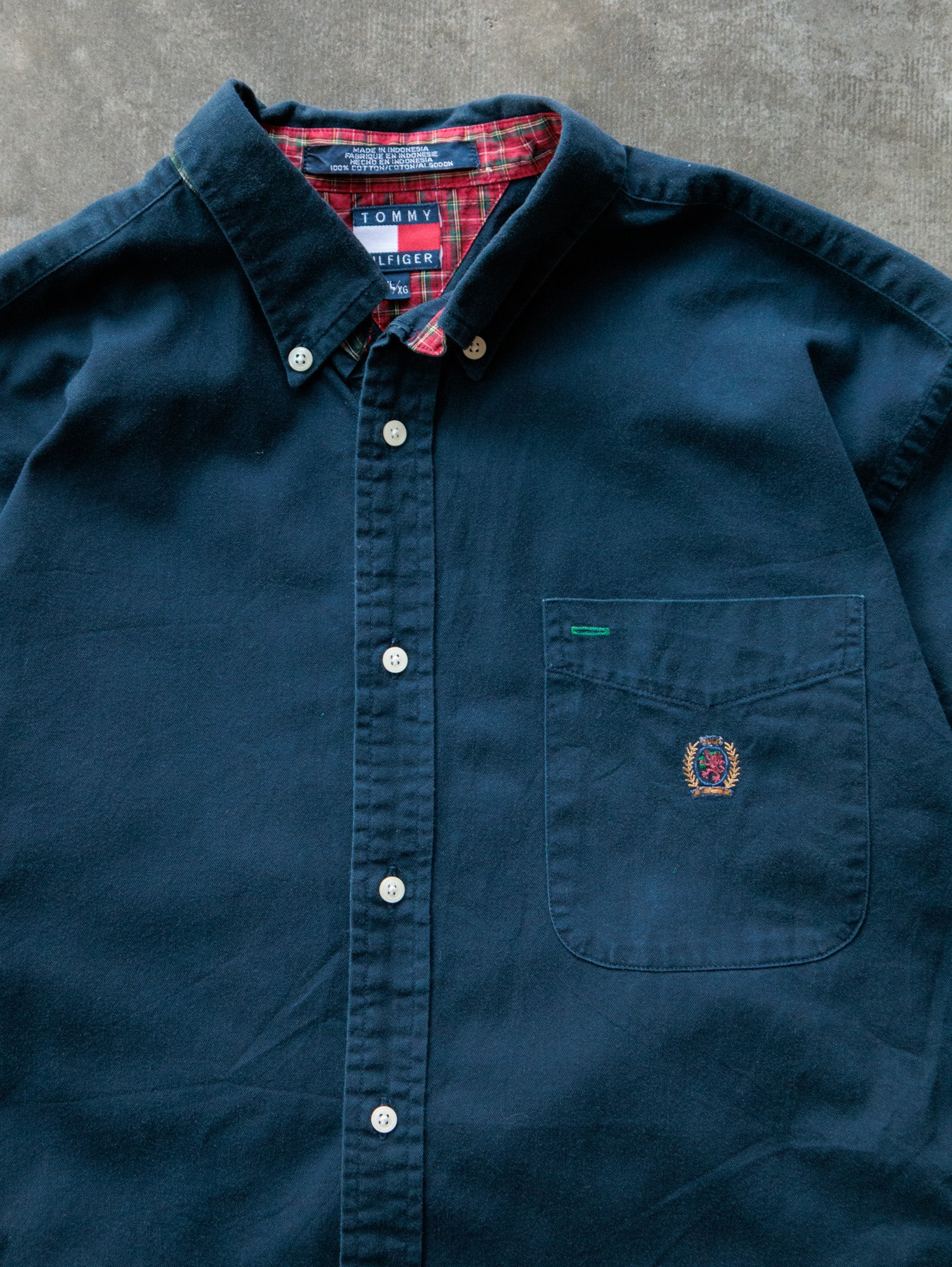 Vintage 00s Navy Tommy Hilfiger Short Sleeve Shirt (XL)