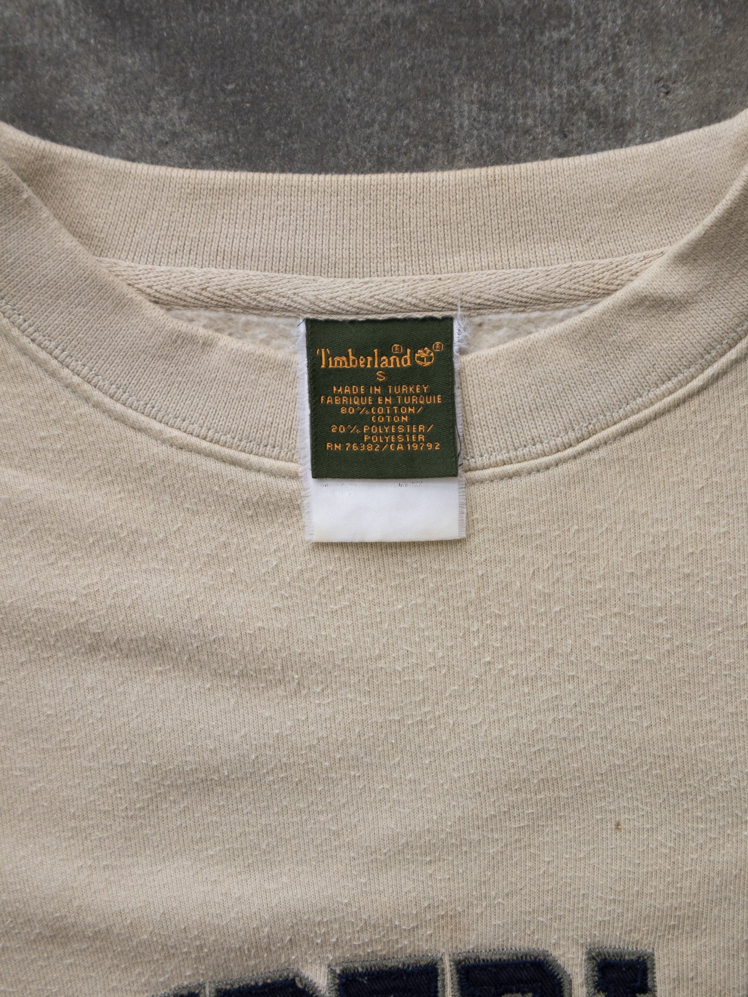 Vintage Cream Timberland Spell Out Sweatshirt (S)