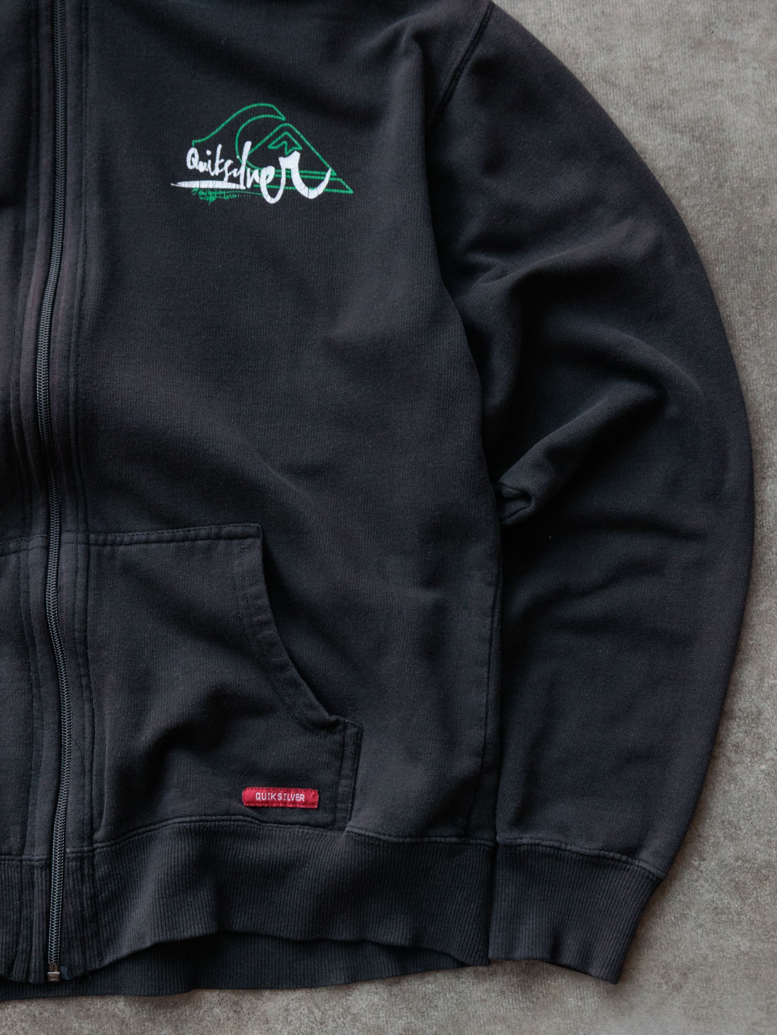 Vintage 00s Black Quiksilver Full Zip Hoodie (L)
