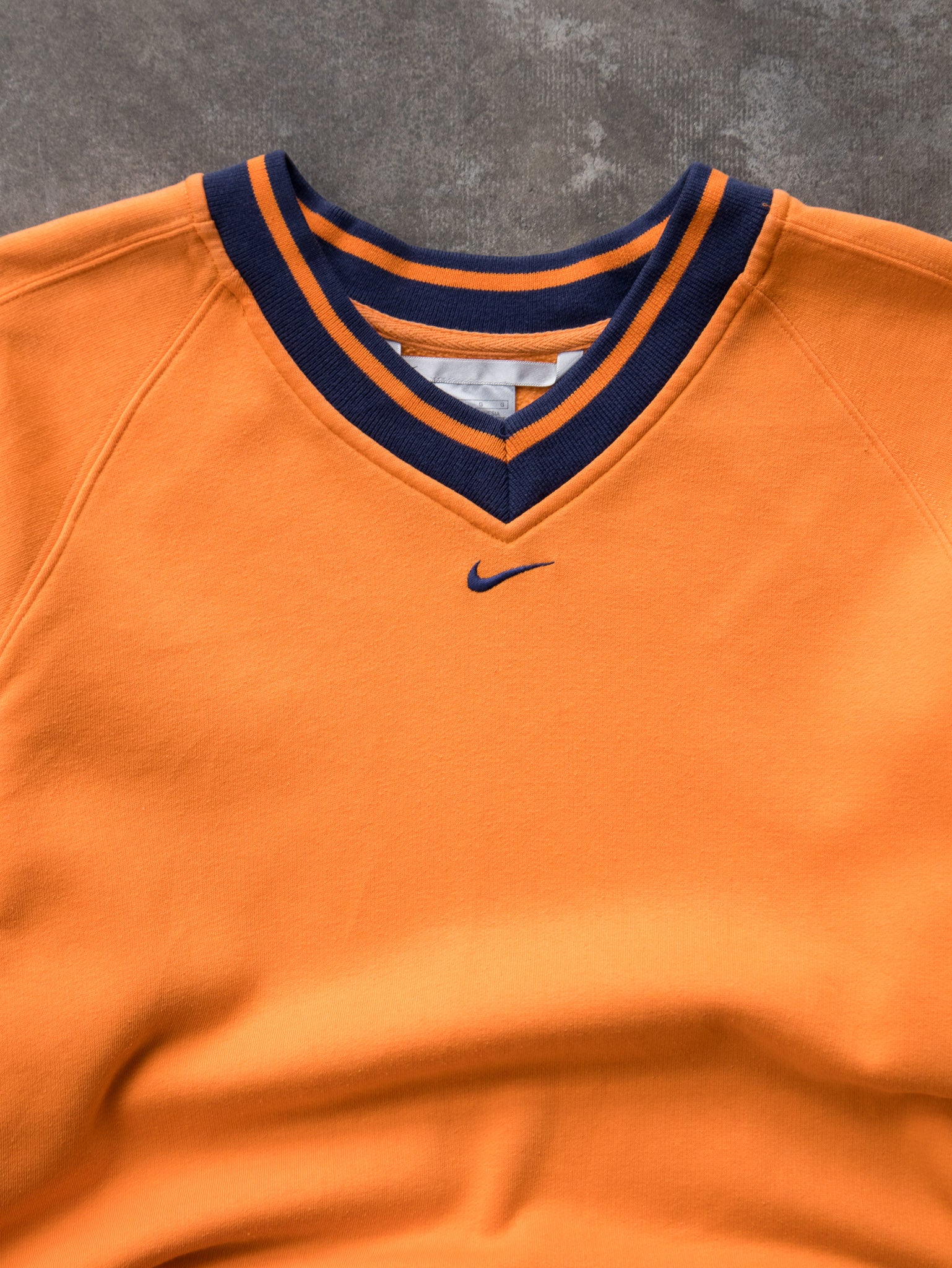 Vintage 00s Orange Nike V-Neck Sweatshirt (Women's L)
