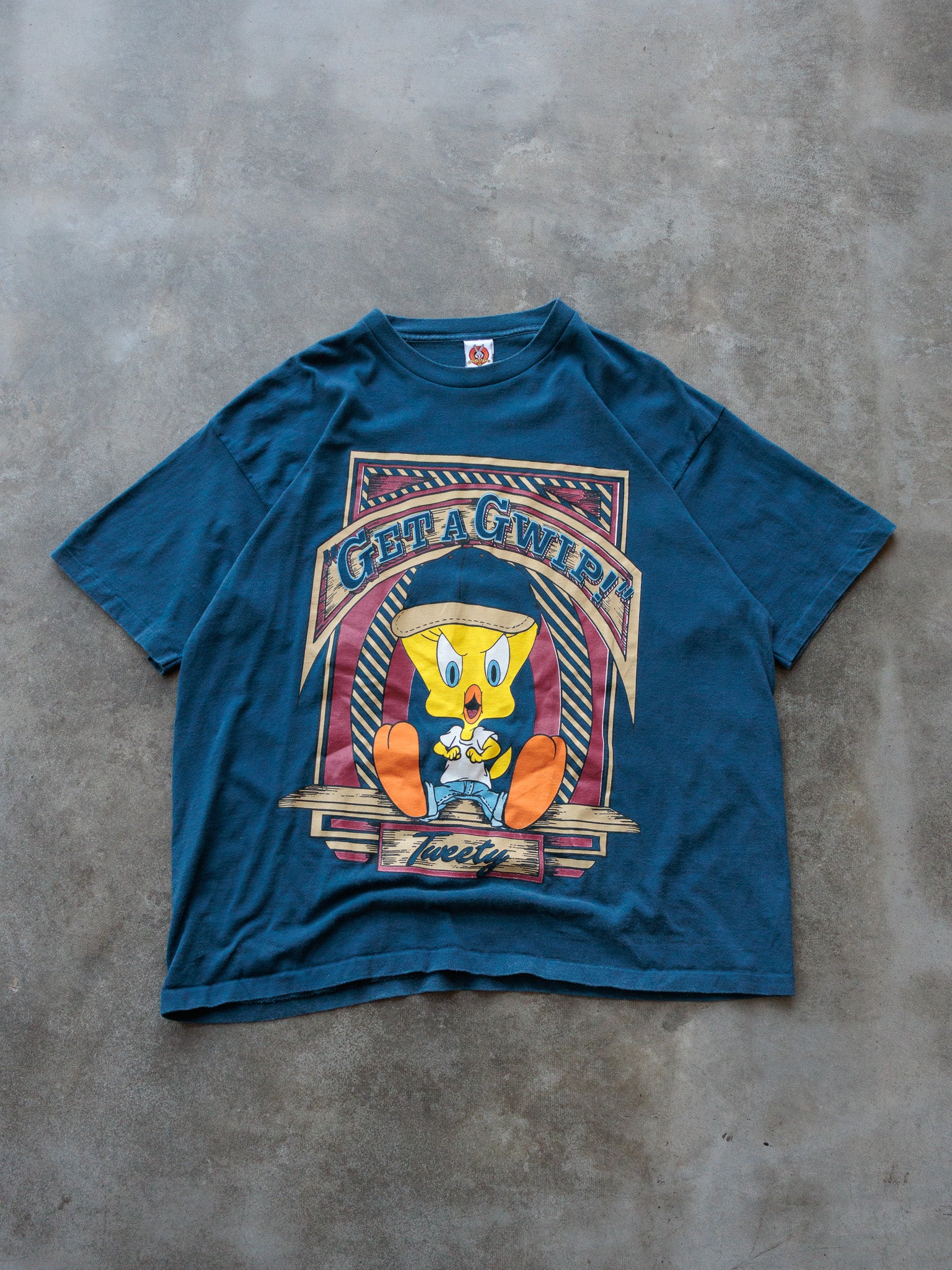 Vintage 90s Blue Tweety "Get a Gwip" Tee (22W/24W)