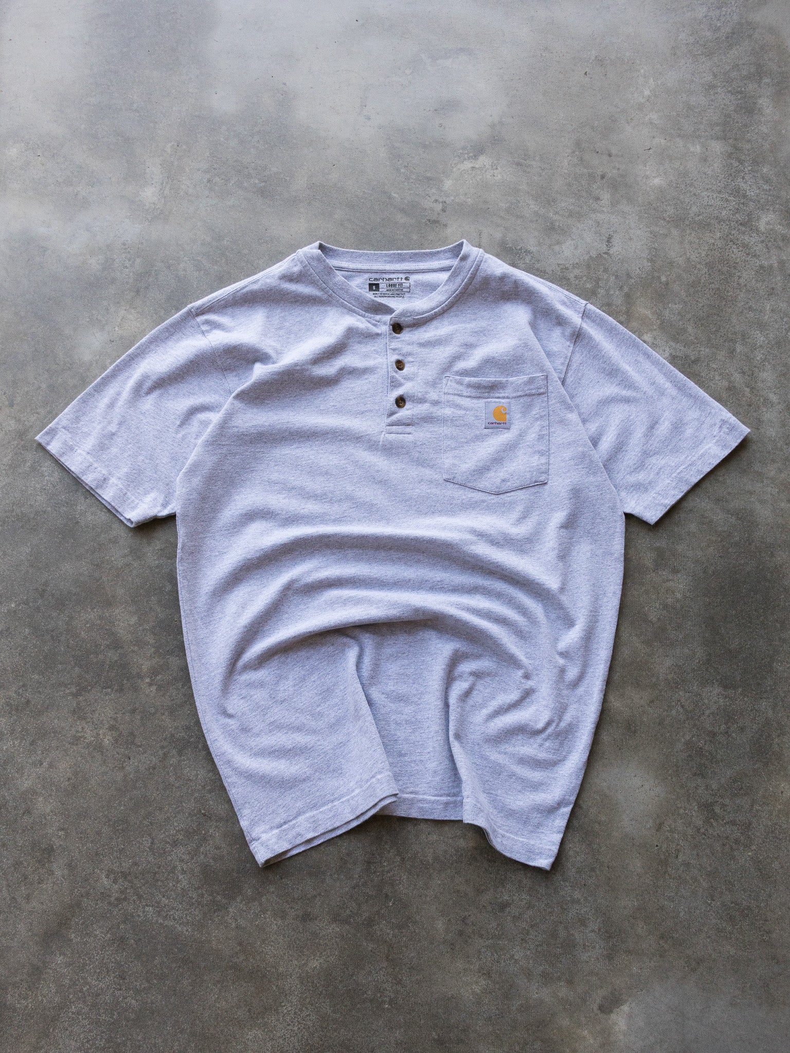 Vintage Grey Carhartt Henley Pocket Tee (S)