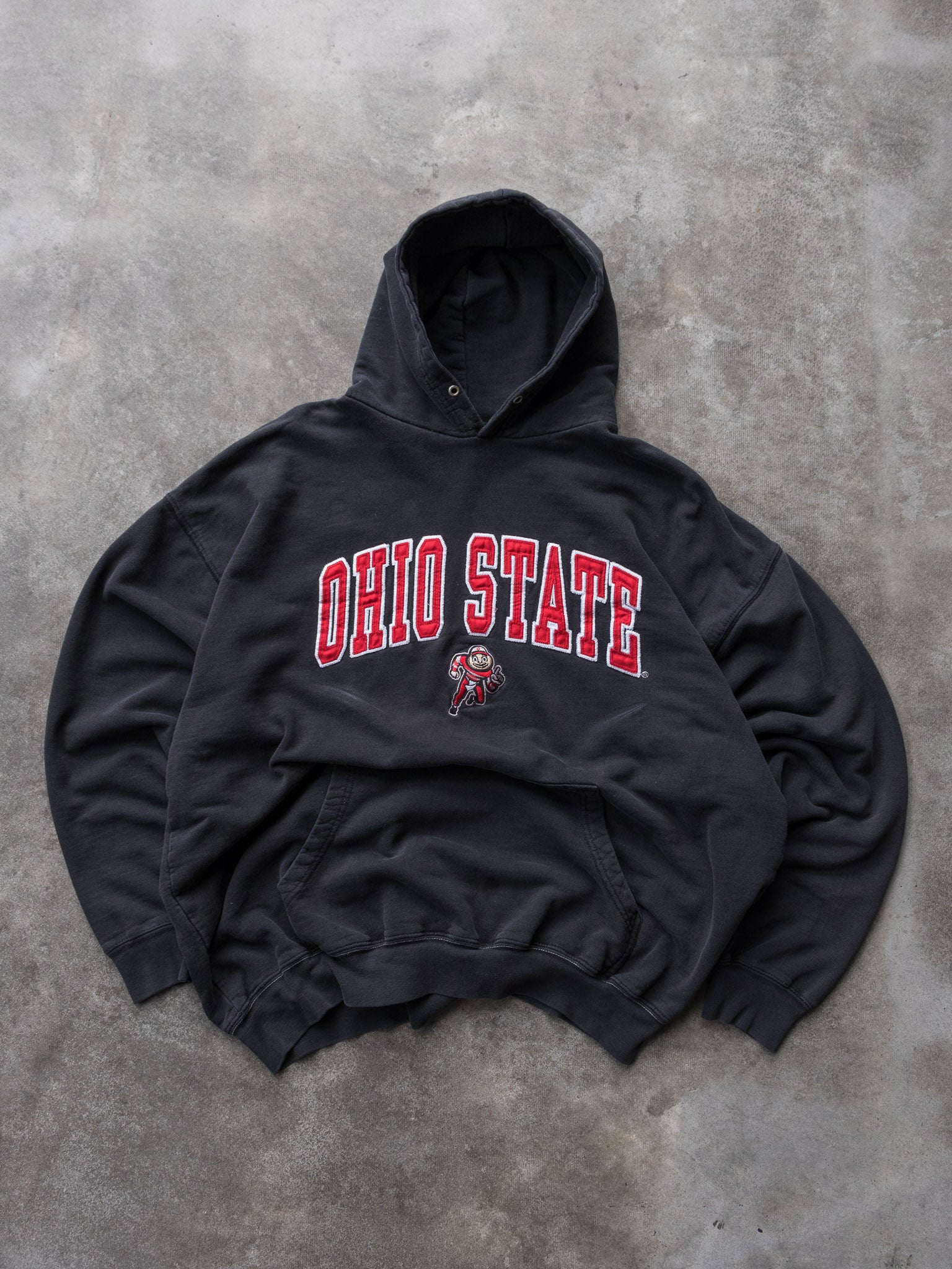 Vintage Black Ohio State Spell Out Hoodie (XL)