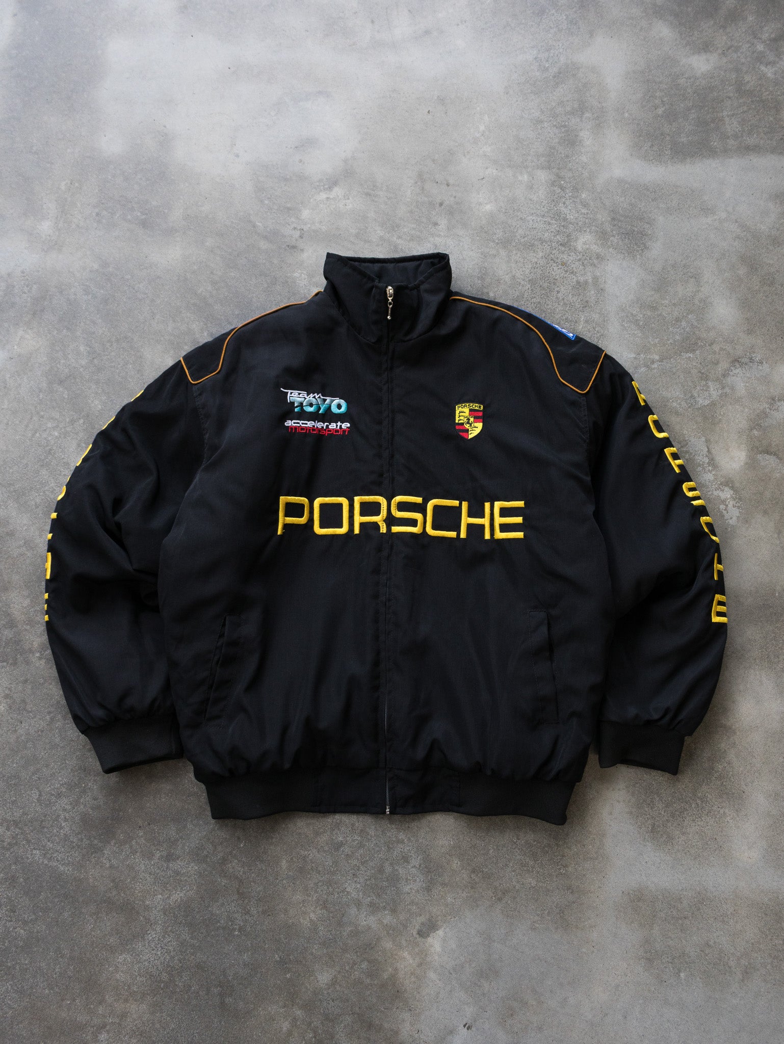 Vintage Black Porsche Racing Jacket (XL)