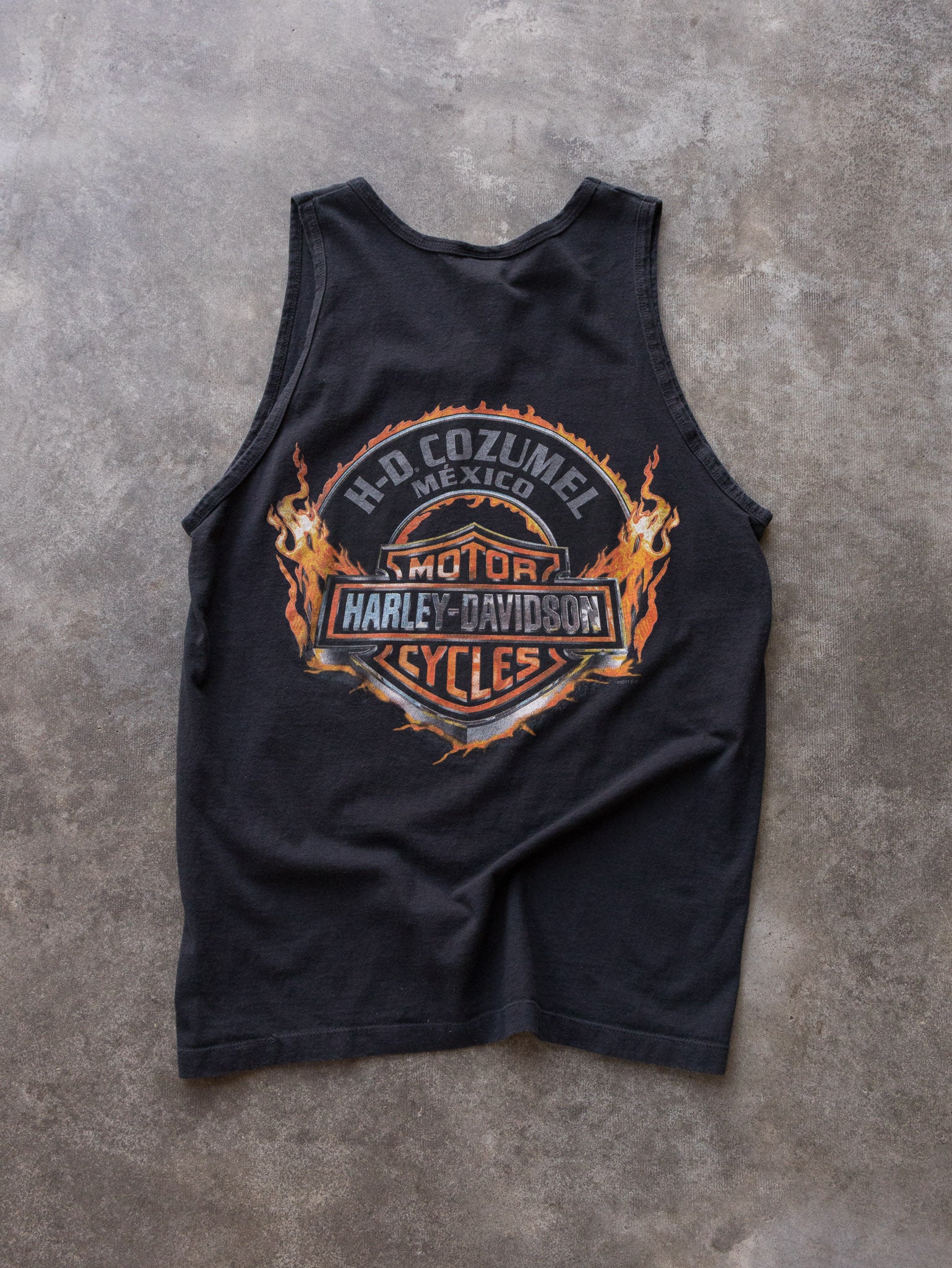 Vintage Black Harley-Davidson Mexico Skull Graphic Tank (M)