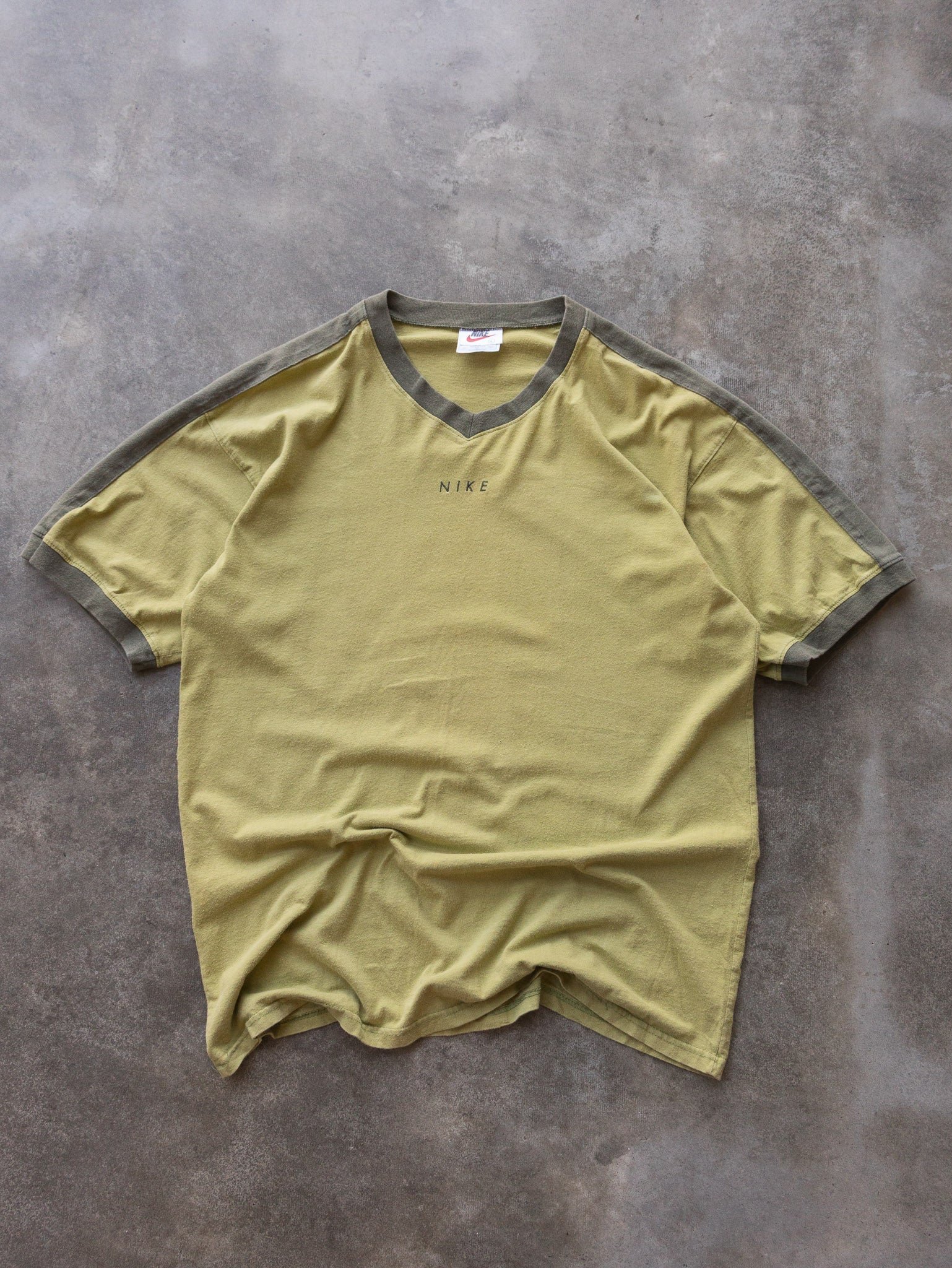 Vintage 90s Olive Nike V-Neck Tee (L)