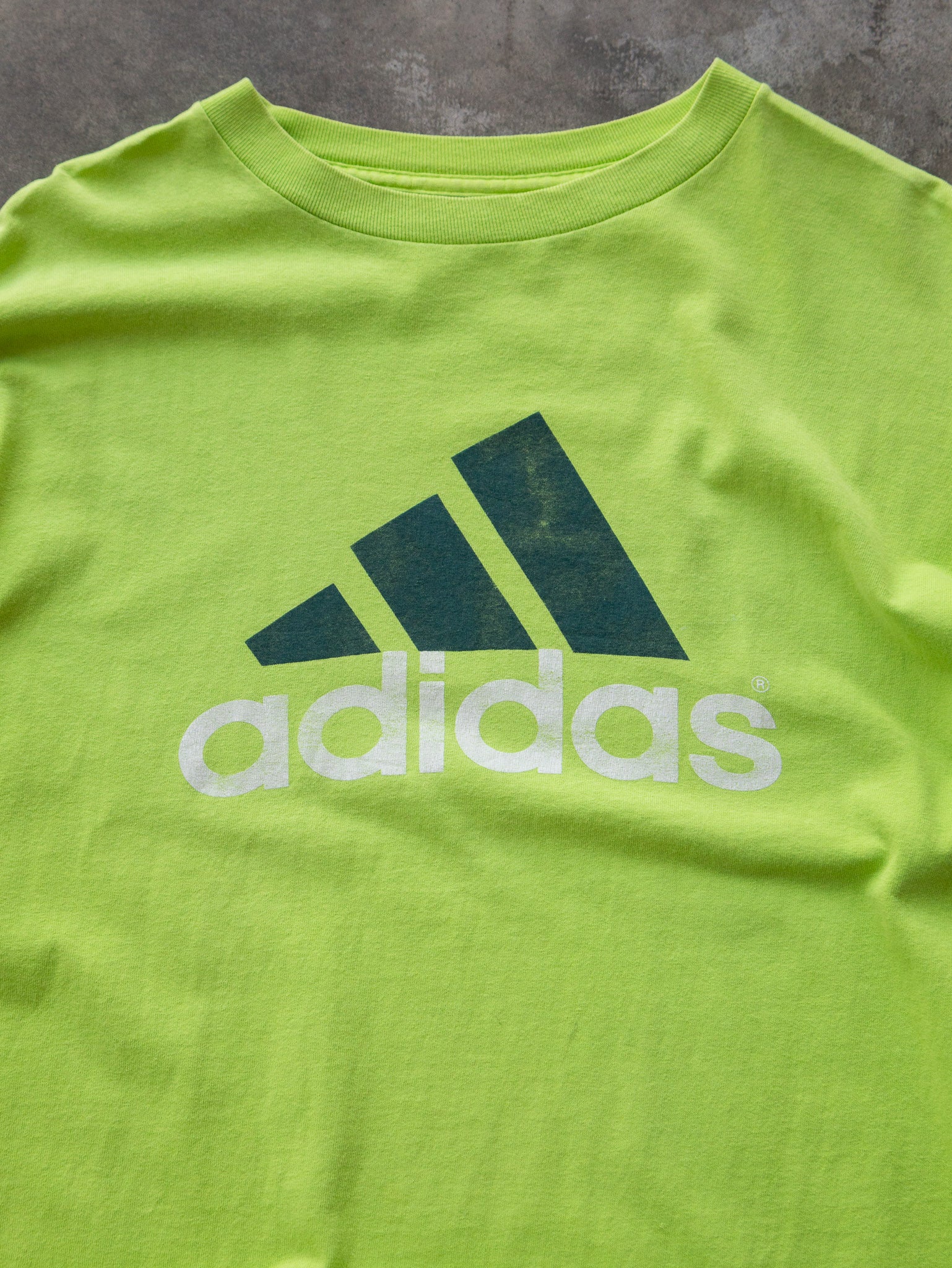 Vintage 90s Lime Adidas Logo Tee (L)