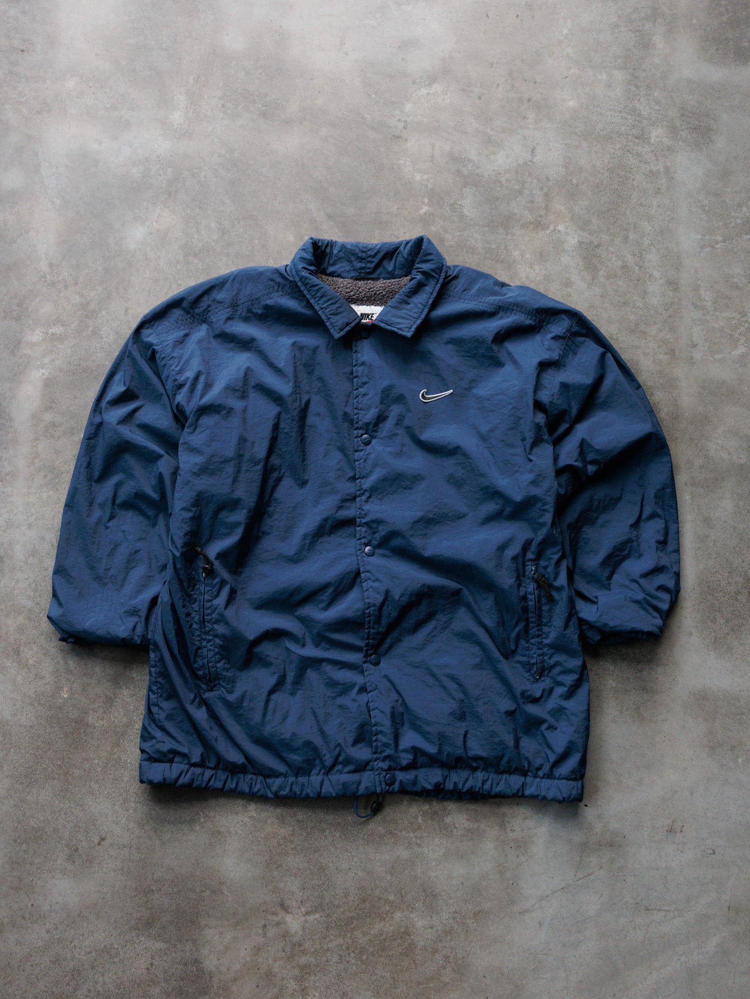 Vintage 90s Navy Nike Sherpa Coach Jacket (L)