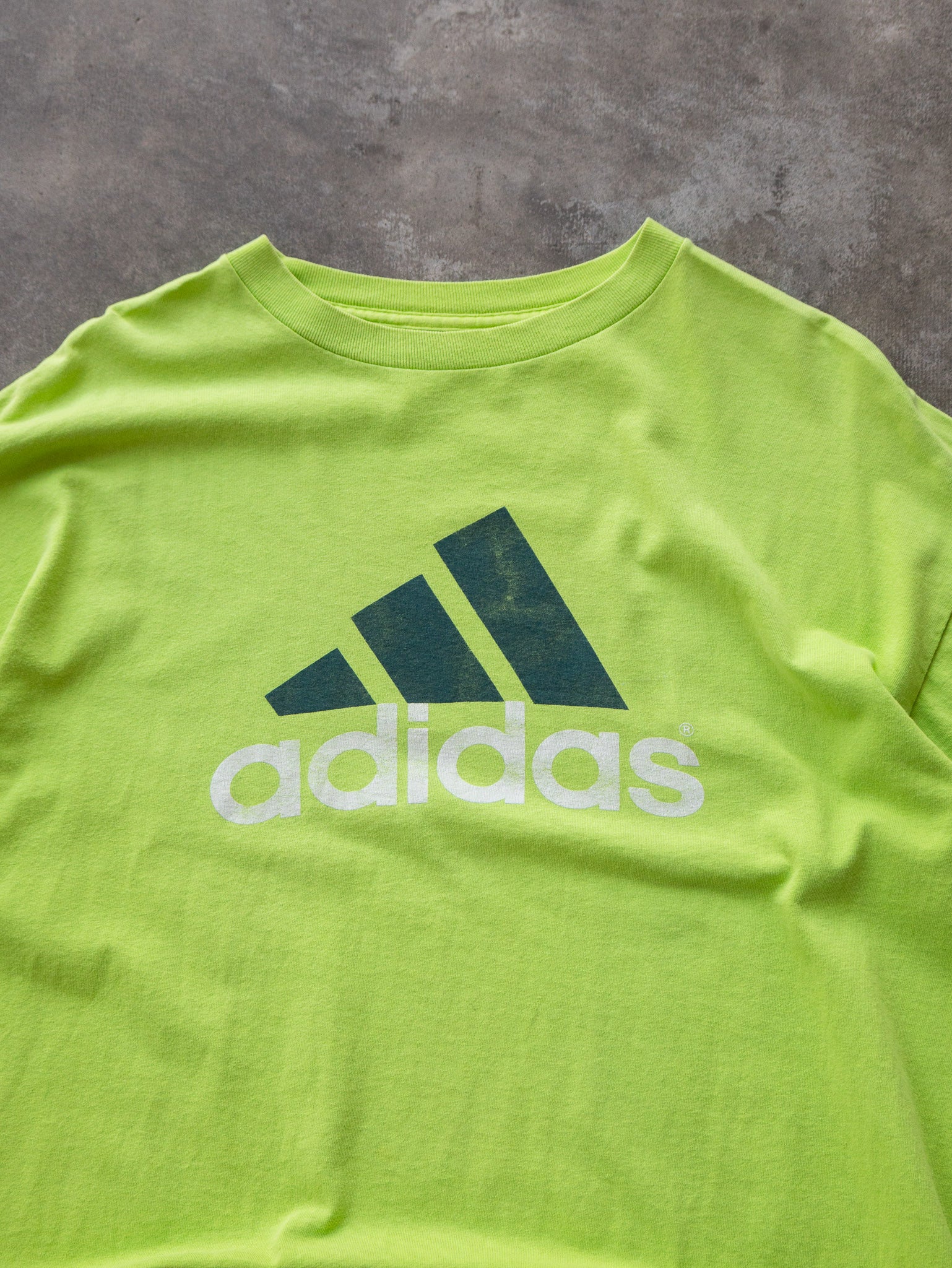 Vintage 90s Lime Adidas Logo Tee (L)