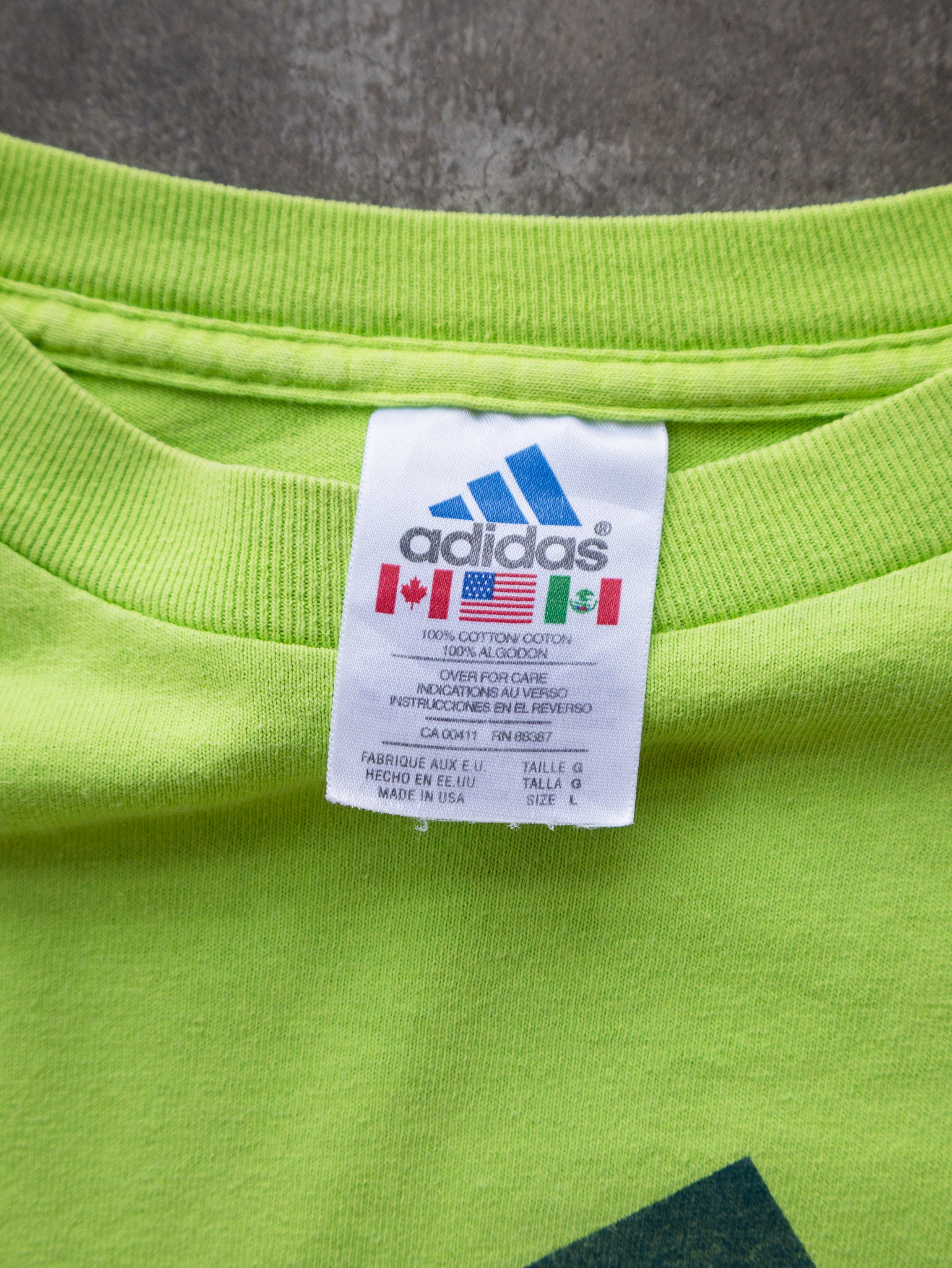 Vintage 90s Lime Adidas Logo Tee (L)