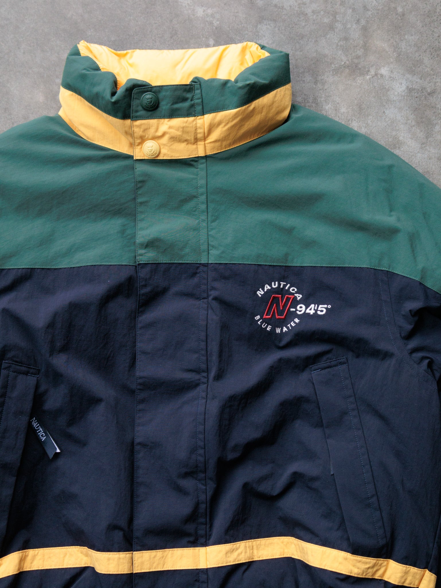Vintage 90s Green, Navy & Yellow Nautica Reversible Jacket (-)