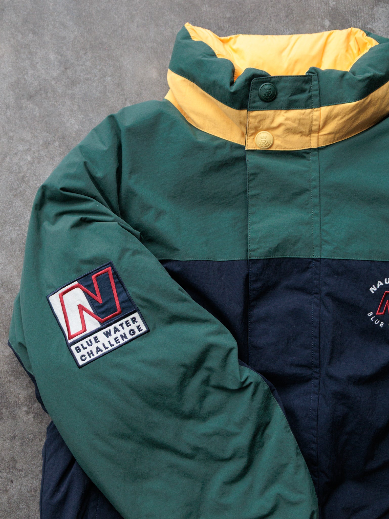 Vintage 90s Green, Navy & Yellow Nautica Reversible Jacket (-)