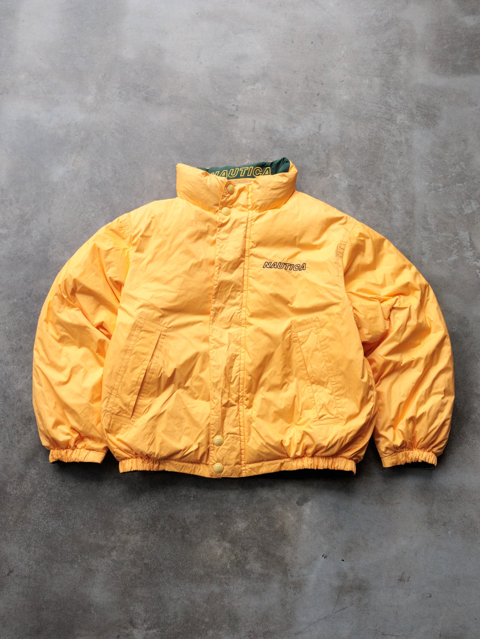Vintage 90s Green, Navy & Yellow Nautica Reversible Jacket (-)