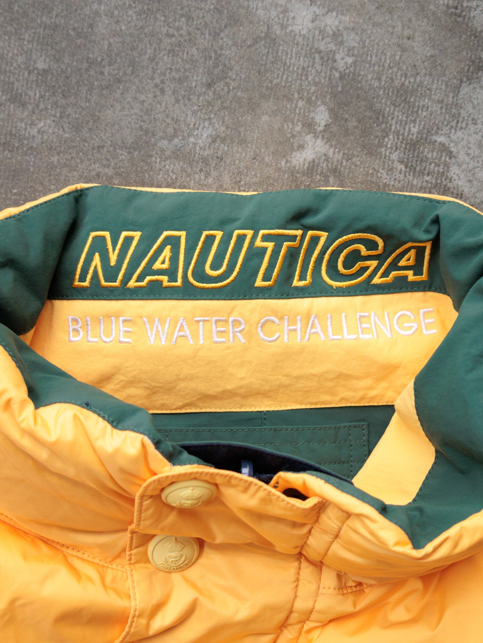 Vintage 90s Green, Navy & Yellow Nautica Reversible Jacket (-)