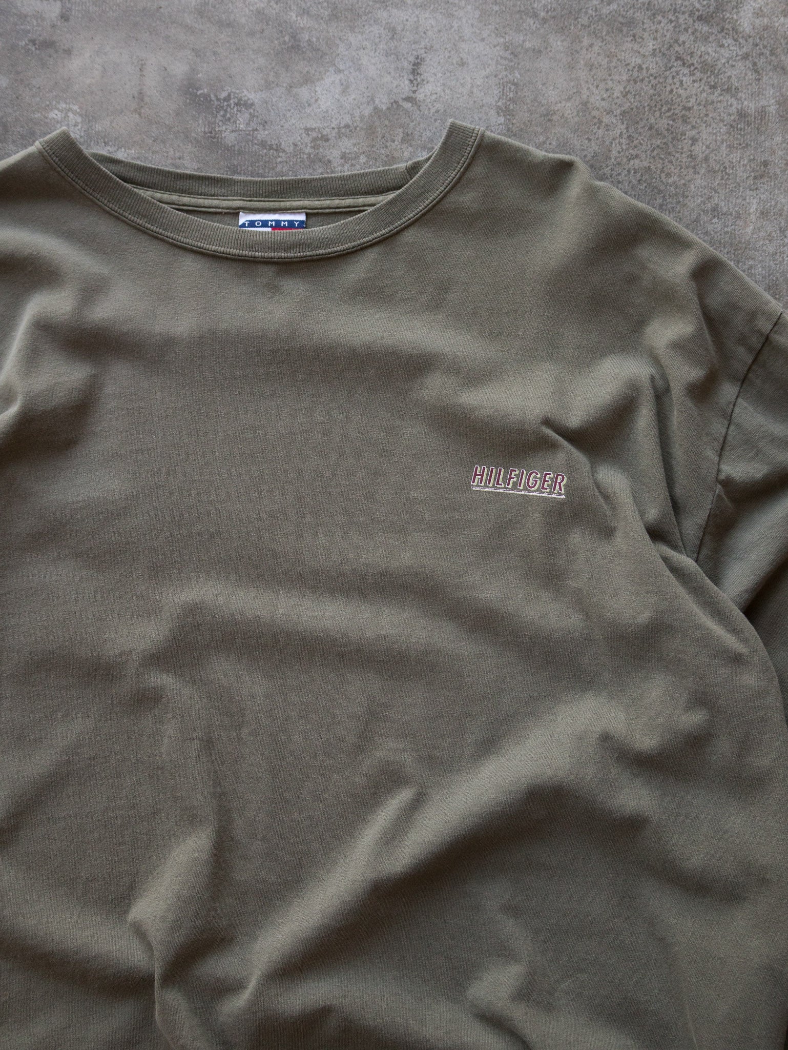 Vintage 90s Khaki Tommy Hilfiger Long Sleeve (XL)