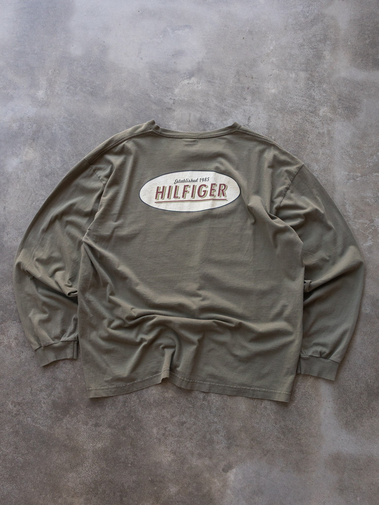 Vintage 90s Khaki Tommy Hilfiger Long Sleeve (XL)